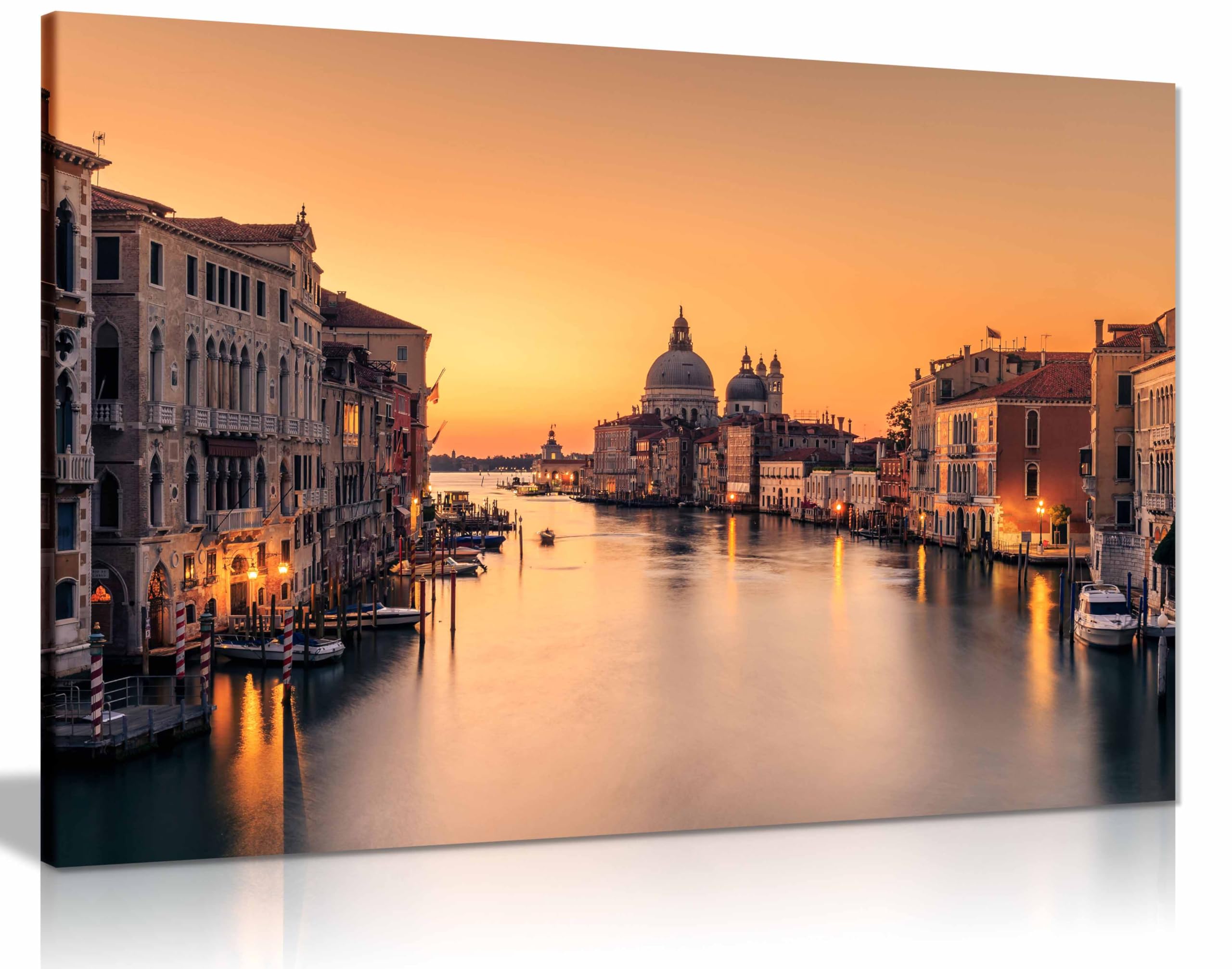 Dawn on Venice Canvas Print, Framed Wall Art Pictures for Home Decor 46x31cm (18x12in)