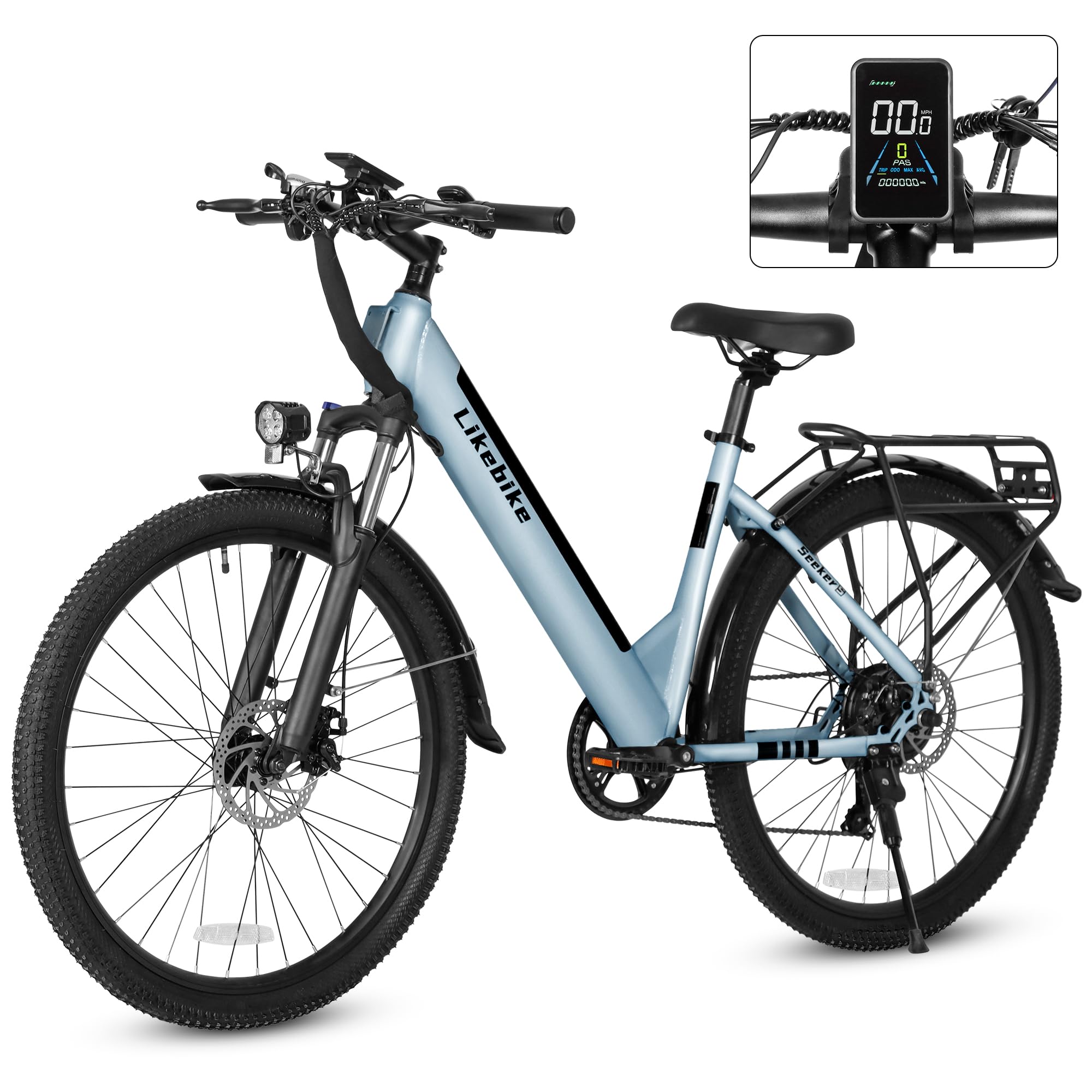 Seeker S 26" Electric Bike for Adults, UL 2849 Certified, Step Through Electric Bicycle with 350W Motor, 36V 9Ah Removable Battery, 20MPH E-Bikes with 7-Speed & Front Suspension