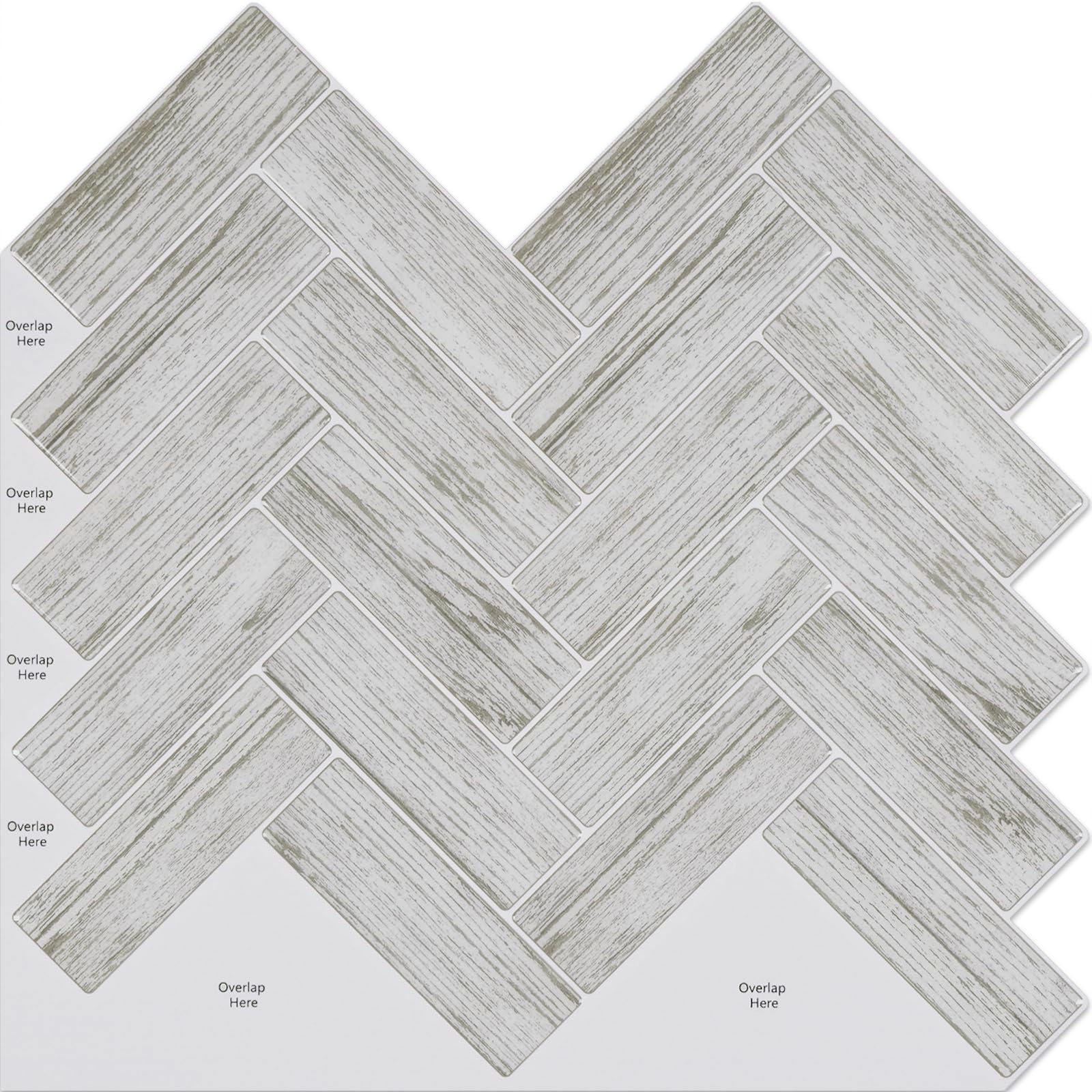 CRE8TIVE 16 Sheets Wood Look Herringbone Peel and Stick Tiles Backsplash for Kitchen 12"x11.8" Stick on Backsplash Tile Stickers Self Adhesive Bathroom Shower Tiles Waterproof Wall Tiles for Fireplace