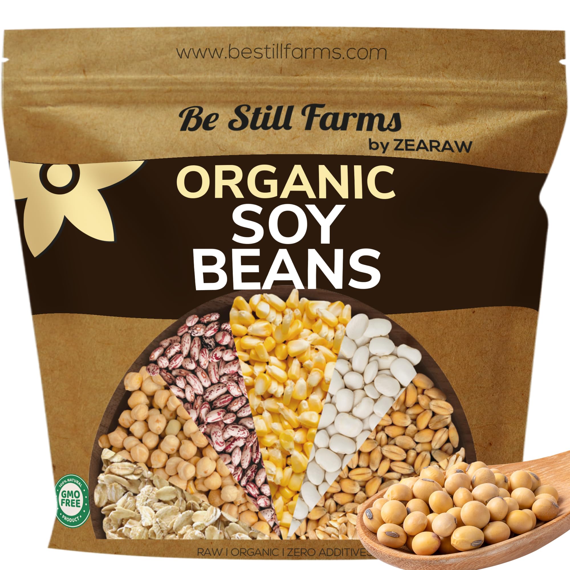 Be Still Farms Organic Soybeans - Soy Beans Dry (2.8 lb) aka Soya Nuts - Great for Edamame, Soy Milk, Tofu - High in Protein & Fiber | USA Grown | USDA Certified | Vegan | Non-GMO | Gluten Free