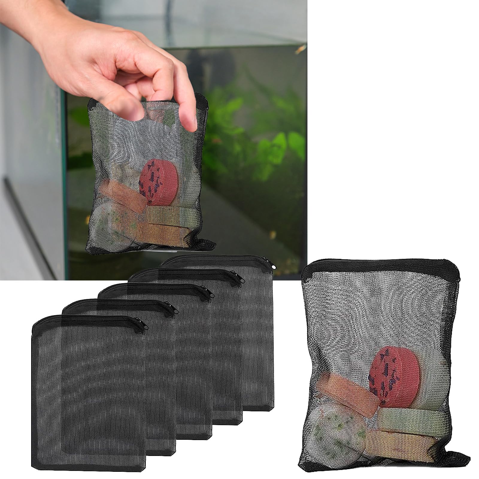 ZZLBZN Aquarium Filter Bags, 5Pcs Aquarium Filter Media Bags Aquarium Media Mesh Filter Bags with Recyclable Zipper Net Bags for Fish Tank Bio Balls Pelletized Carbon Activated Carbon Ceramic Rings