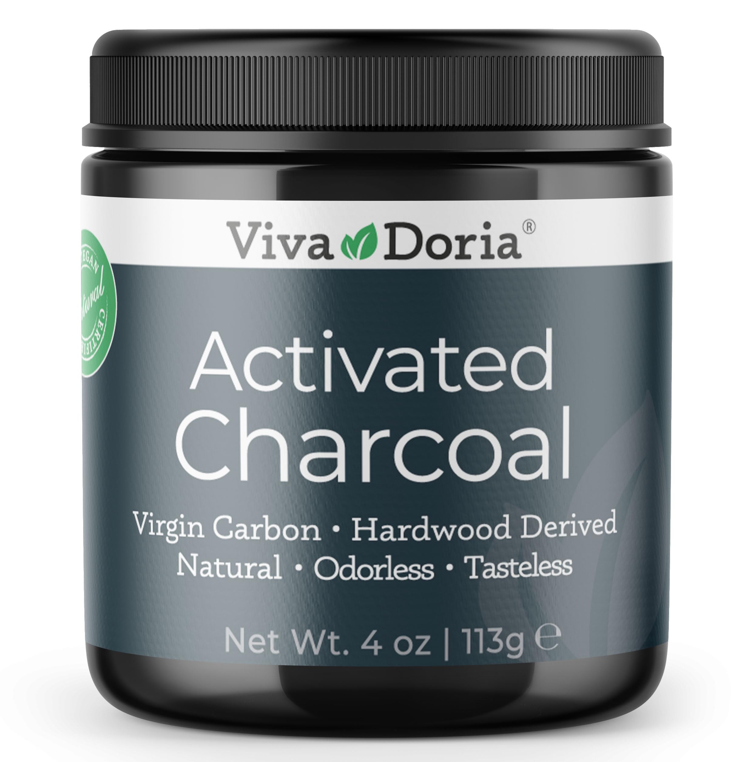 Viva Doria Activated Charcoal Powder, Hardwood Derived, Food Grade, 4 Oz