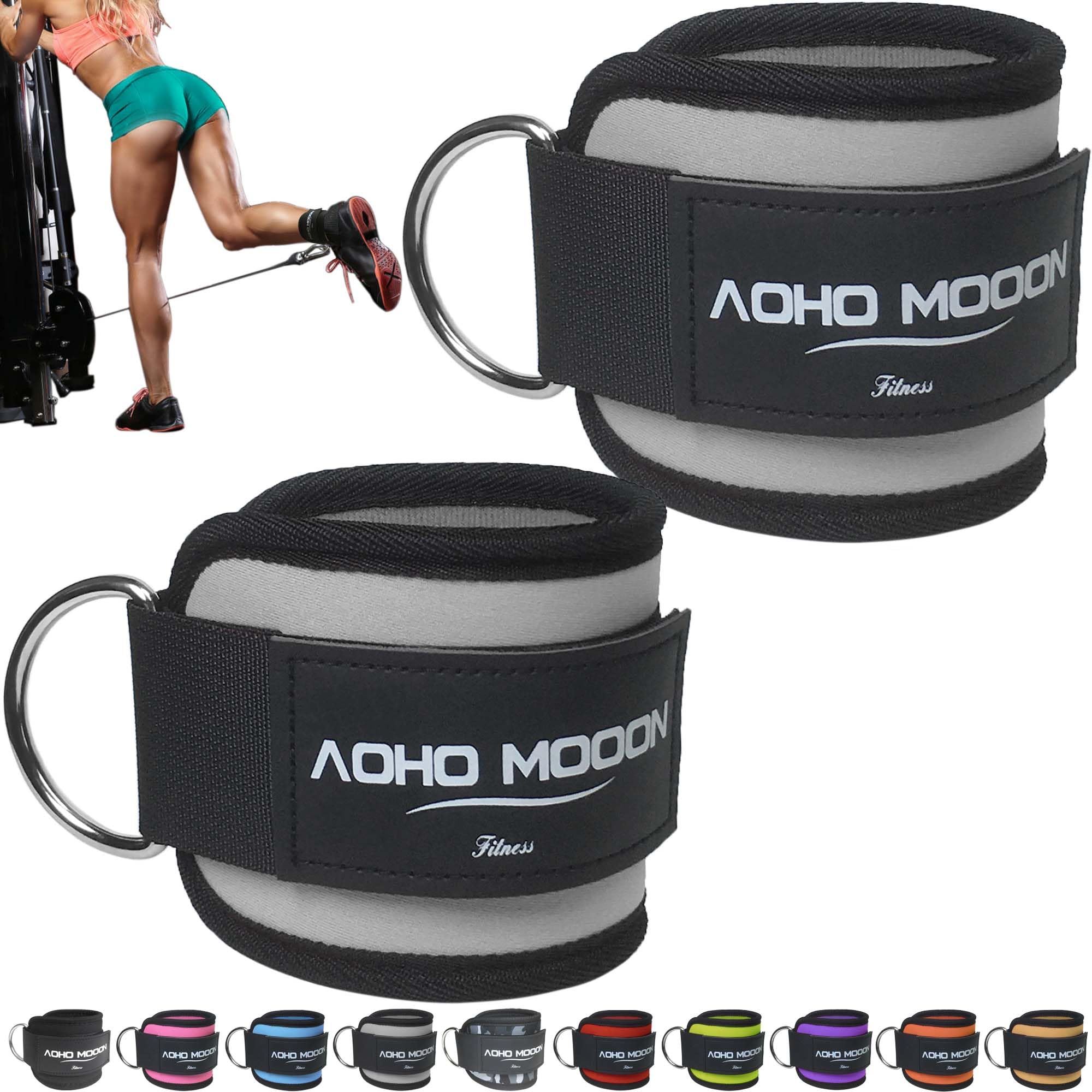 Comfortable Adjustable Padded Ankle Wrist Cuffs Neoprene Padded Straps D-Ring Glute Kickback for Cable Machine, Ideal for Glutes Exercises