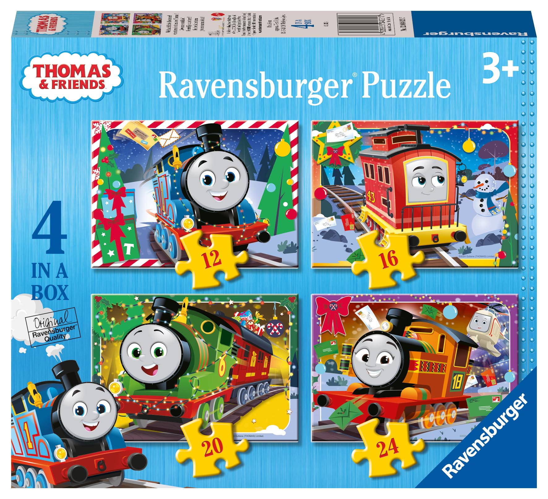 Ravensburger Thomas The Tank Engine and Friends - 2024 Christmas Jigsaw Puzzles for Kids Age 3 Years Up - 4 in a Box (12, 16, 20, 24 Pieces)