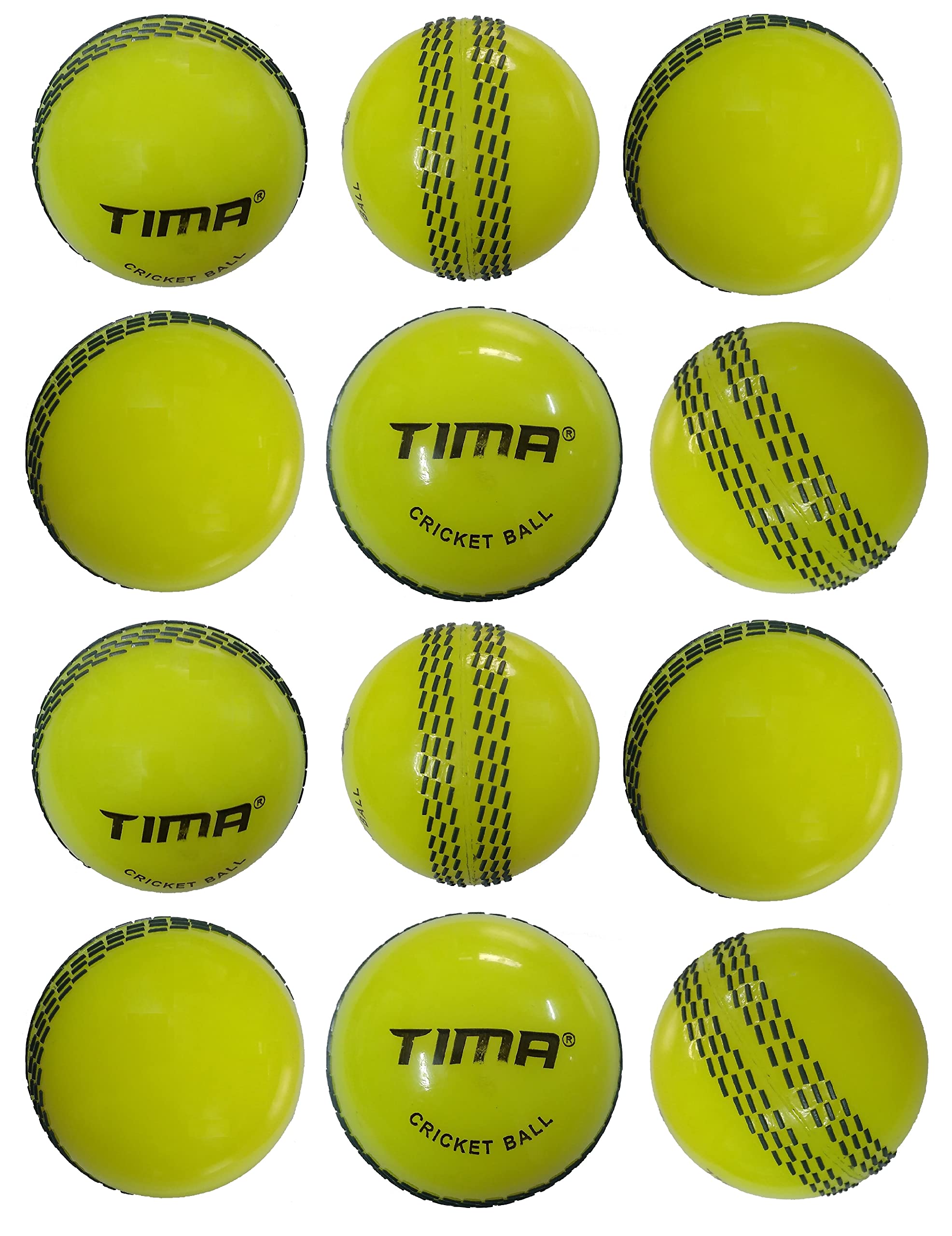 TIMA Sports Fun Poly Hard Synthetic Red Cricket Ball (Yellow Pack of 12)