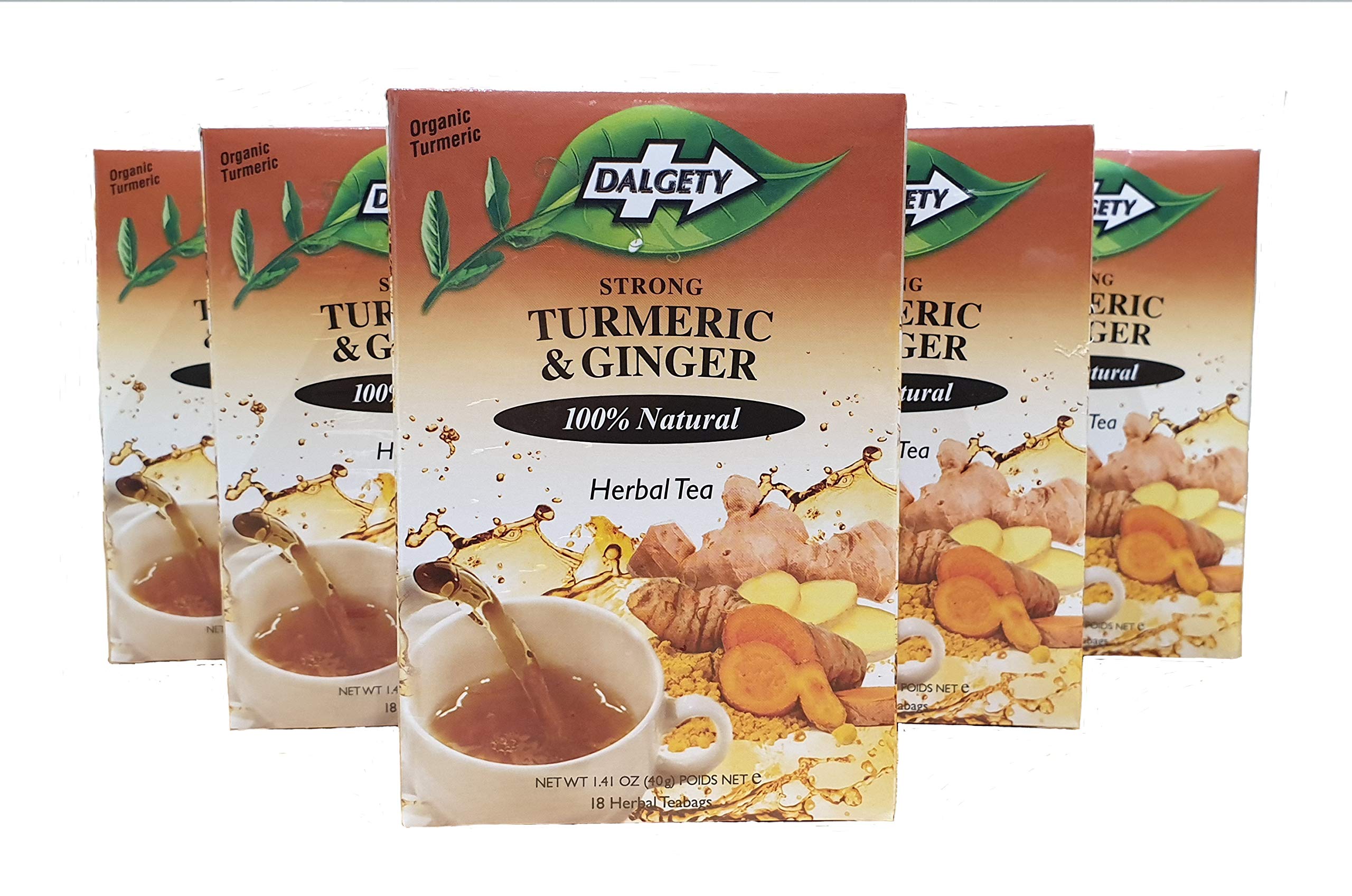 Dalgety Turmeric & Ginger Tea 108 Tea Bags with 100% Natural Herbs Maximum Strength Pack of 6 - 108 teabags