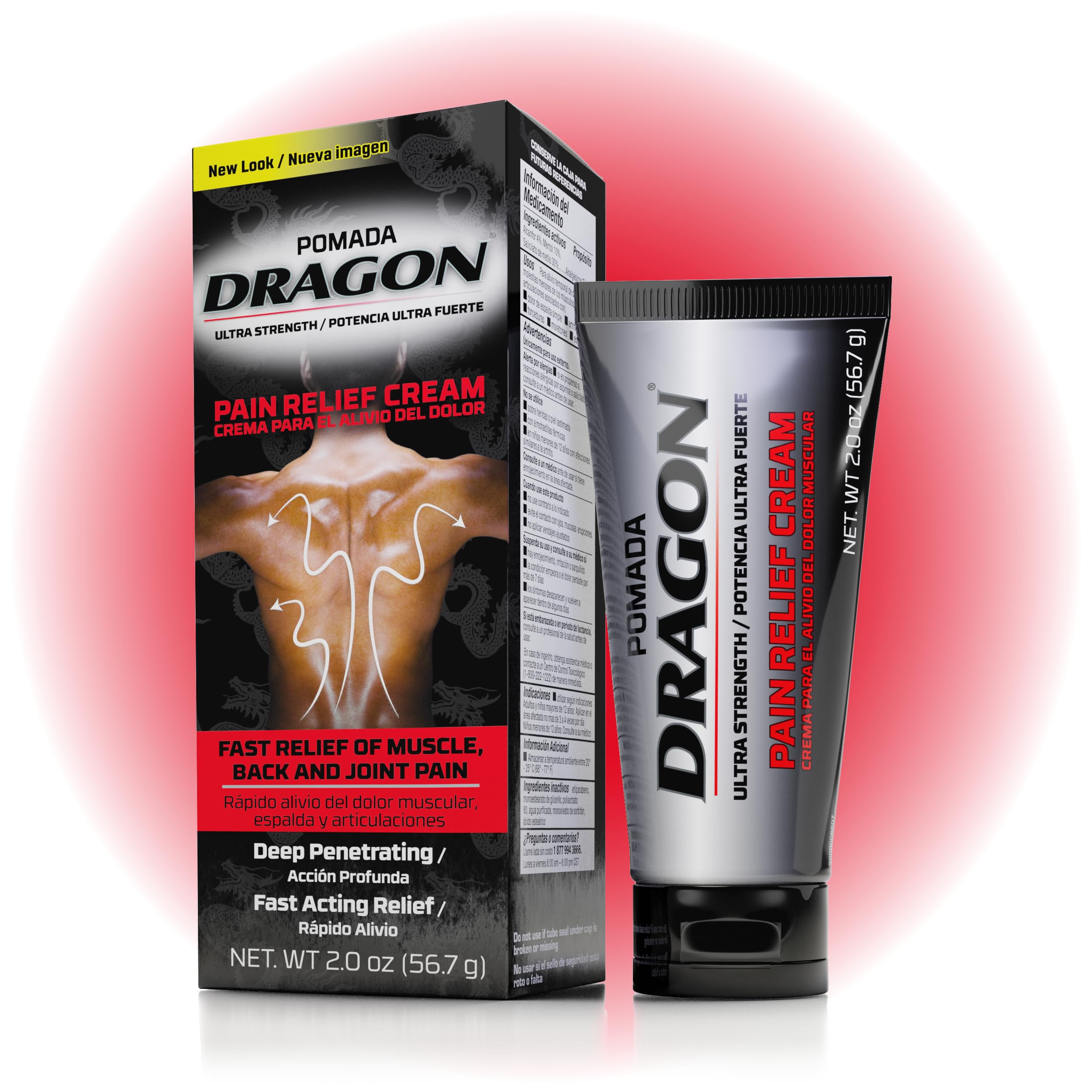 Pomada Dragon Ultra Strength Pain Relief Cream, Strength Muscle Rub for Joint, Shoulder, Knee Pain, Sore Muscle Relief, Topical Analgesic with Camphor & Menthol, 2 Oz