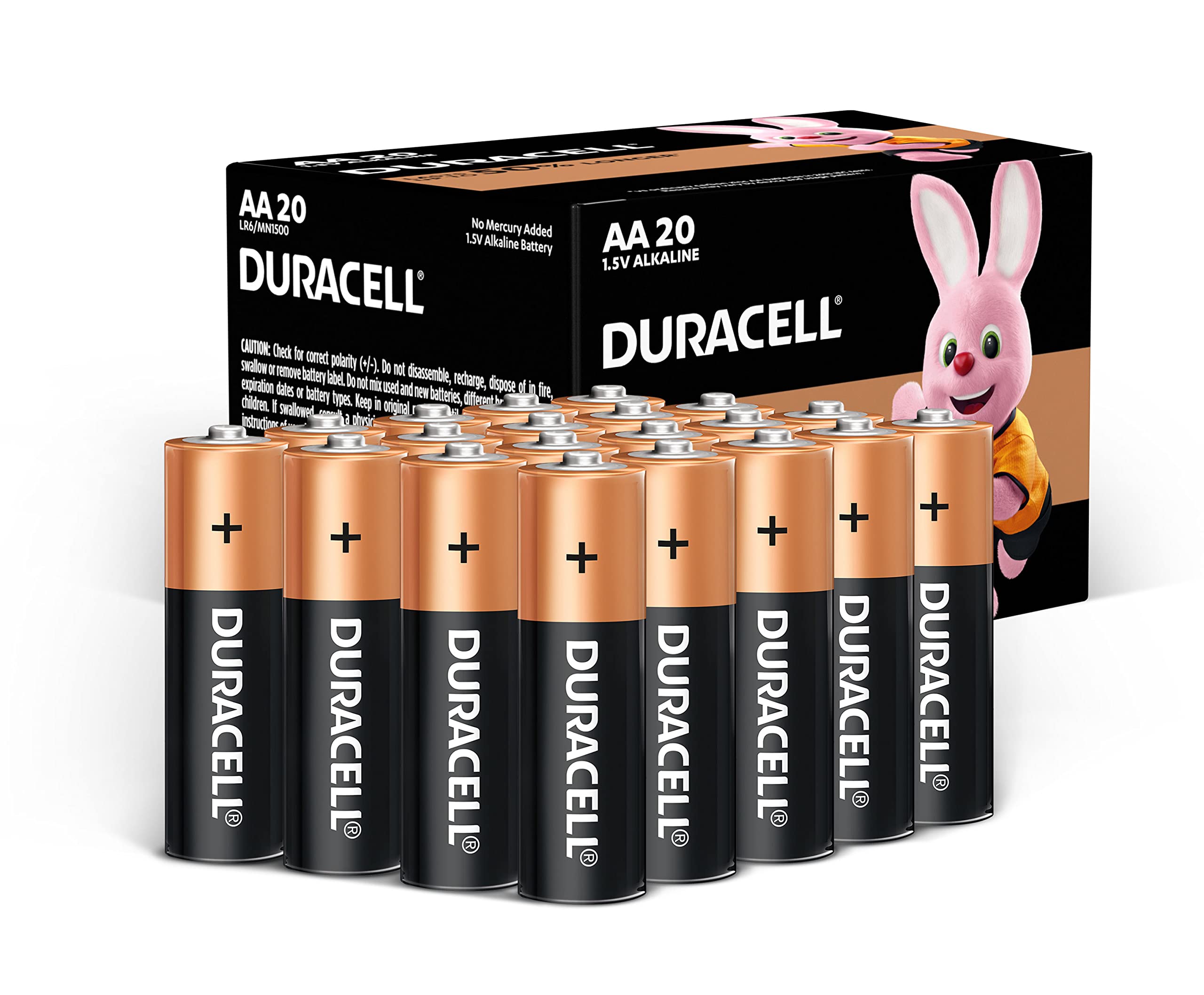 Duracell, AA 1.5V Alkaline Batteries, LR06 / MN1500, Pack of 20