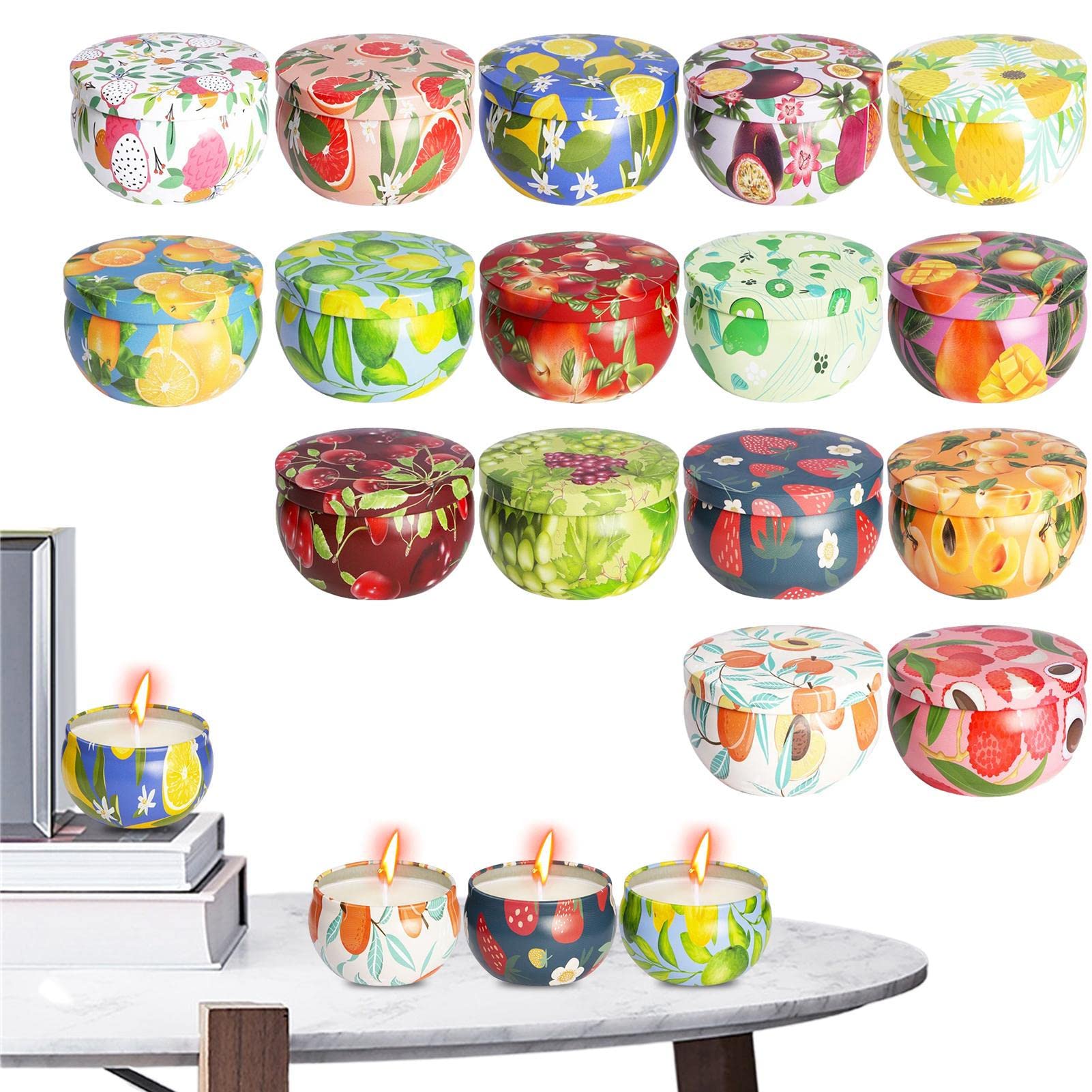 JINGLINGCandles for Women - Set of 16 Scented Candles Sale with Different Fruit Fragrances - 2.5 oz Scented Candles Help Purify the Air, Stress and Anxiety of Life or Work