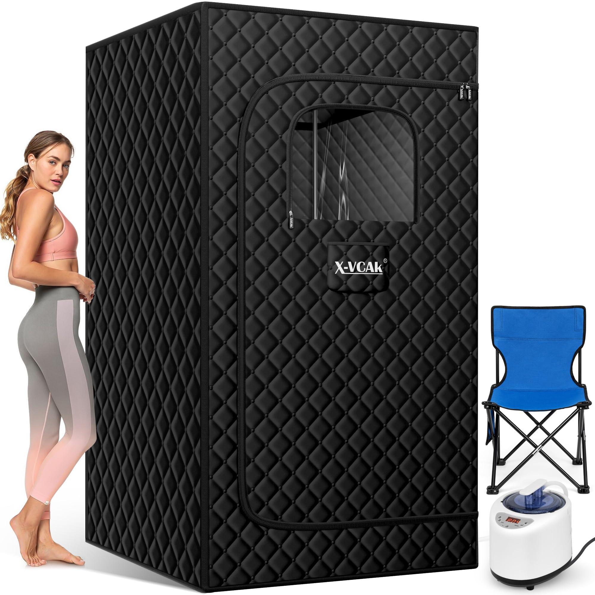 Sauna Box, Portable Steam Sauna, Portable Sauna for Home, Sauna Tent with 3L Steamer, 9 Levels, 2.6’ x 2.6’ x 5.9’