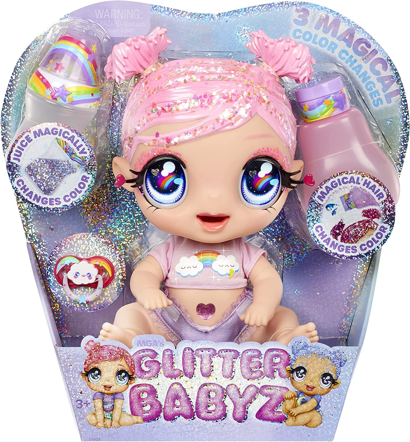 MGA Entertainment Glitter Babyz Doll Series 2- Dreamia Stardust (Pink/Rainbow)