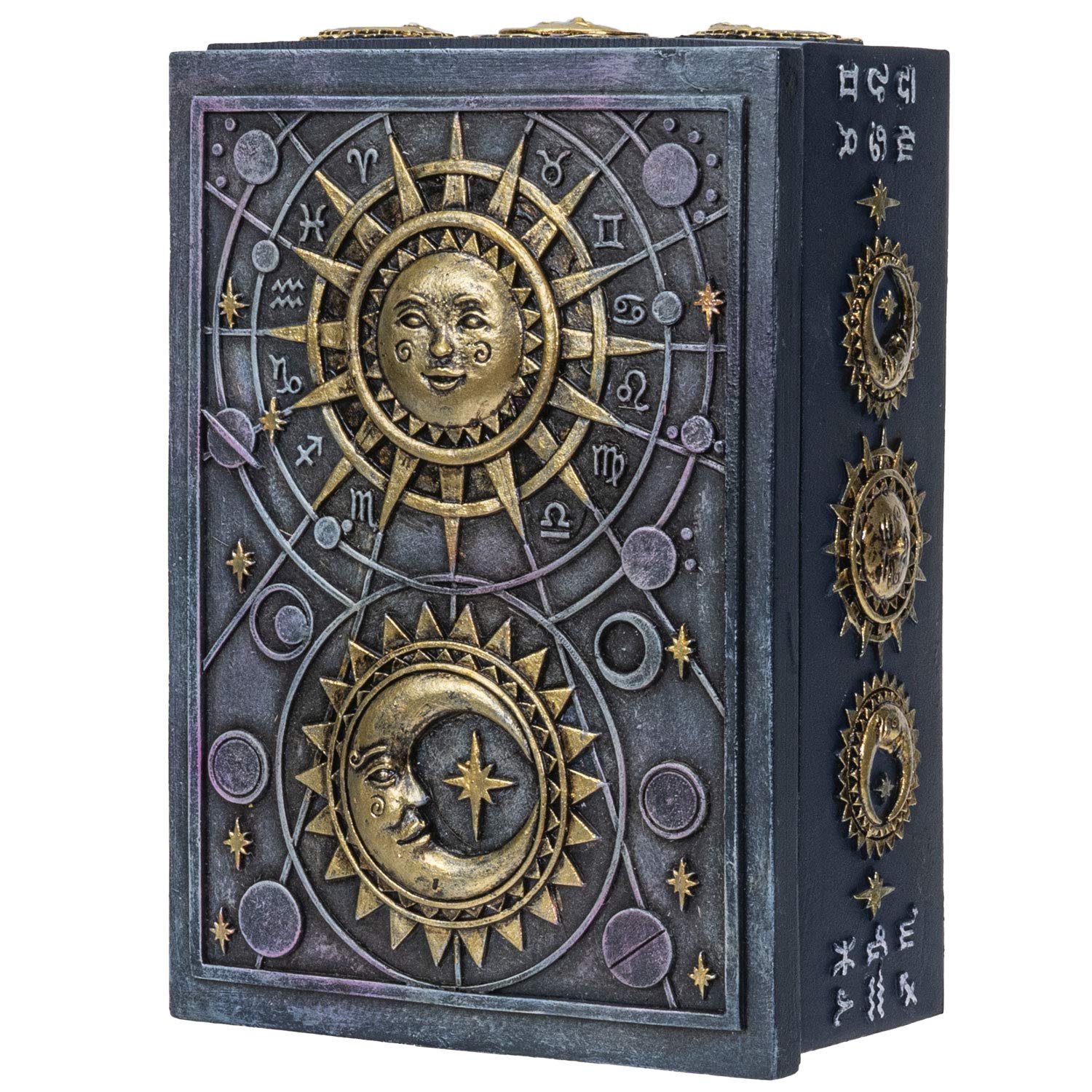 Pacific Giftware Fortune Telling Astrology Sun and Moon Design Sculptural Tarot Box Jewelry Trinket Keepsake Fengshui Lucky Talisman Home Accent Decor 5.25" L