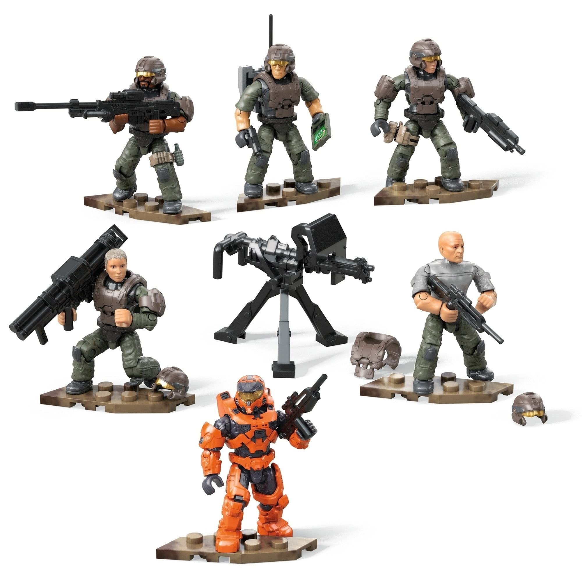 Mega Construx Halo UNSC Marine Platoon Pack Construction Set, Building Toys for Kids, Brown