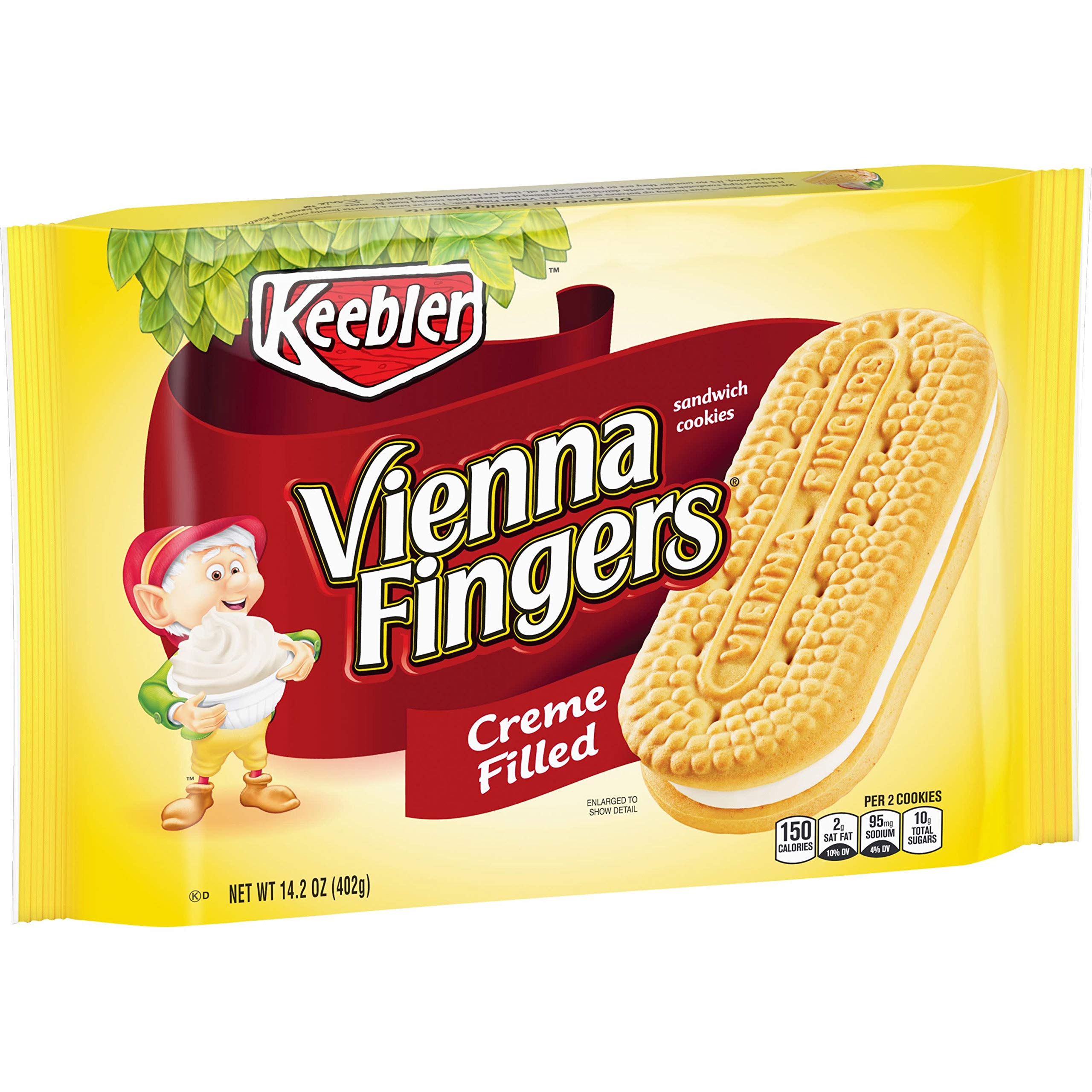 Keebler Cookies, Vienna Fingers Sandwich Cookies, Creme Filled, 14.2 oz Tray