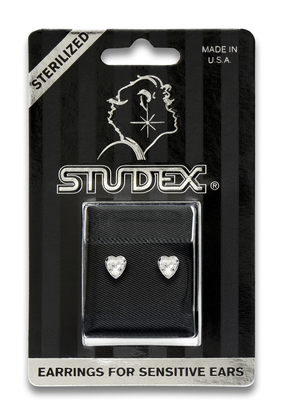 StudexSTUDEX Sensitive Crystal Heart Stud Earrings 6x6mm | Hypoallergenic and Nickel Safe for Sensitive Ears | Surgical Stainless Steel Posts | High Fashion Earrings for Women and Men-PR-647W-S