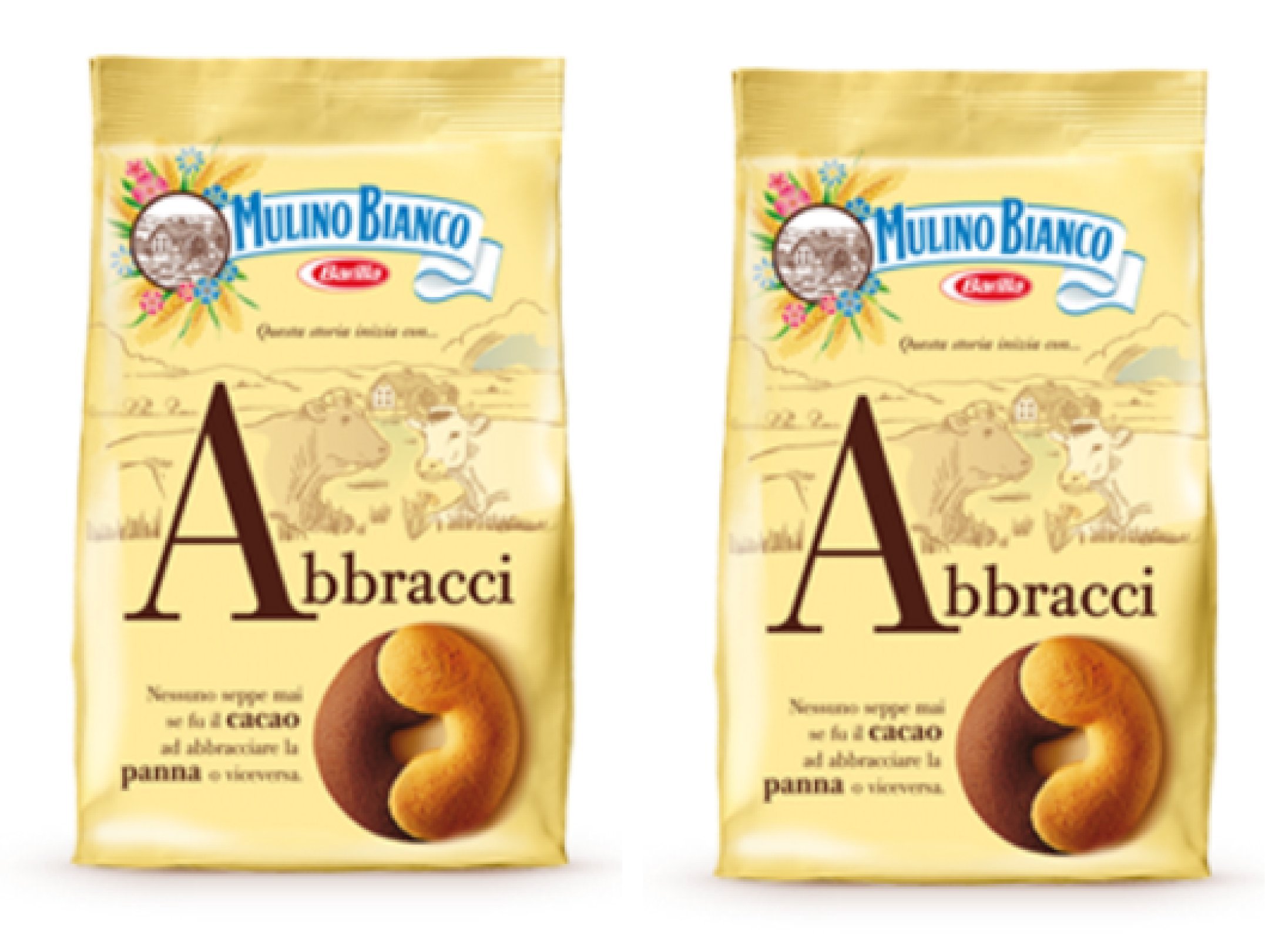 Mulino Bianco: "Abbracci" shortbread with cream and cocoa - 24.69 Oz (700g) - Pack of 2 [ Italian Import ]