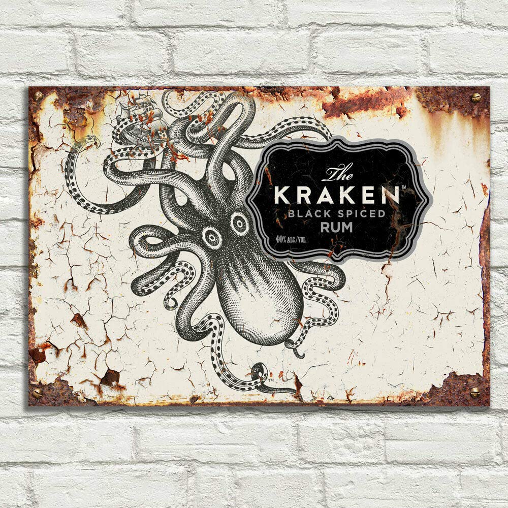 The kraken spiced rum Signs Metal Plaque Aluminium Vintage Pub Tiki Bar Home Cafe Wall Beer Retro Club