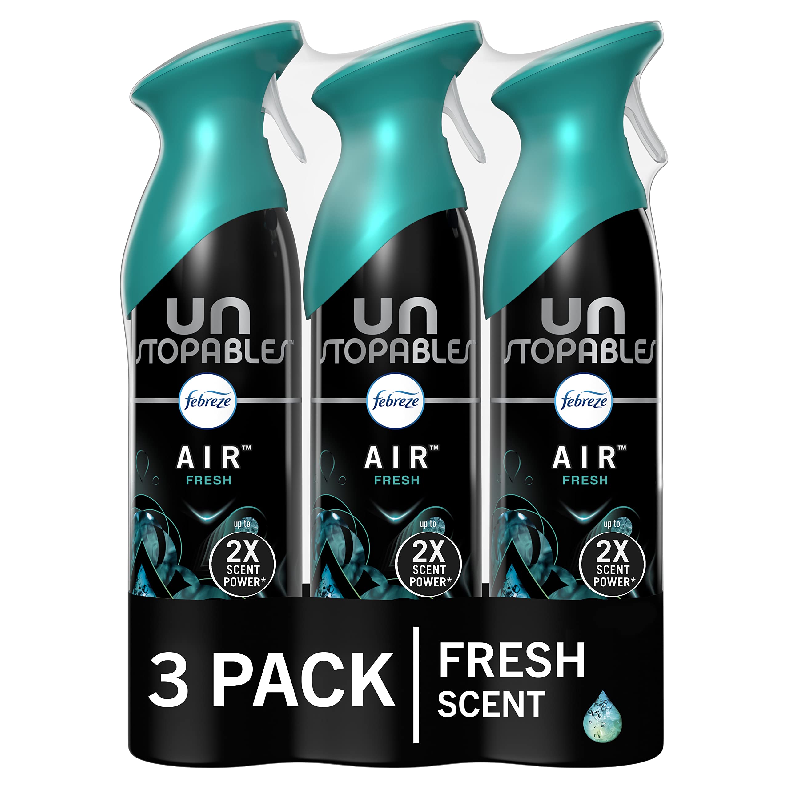 Febreze Air Mist Air Freshener Spray, Odor-Fighting Room Spray, Air Fresheners for Home and Bathroom and Kitchen, Aerosol Can, Unstopables Fresh Scent, 8.8oz, 3 Count