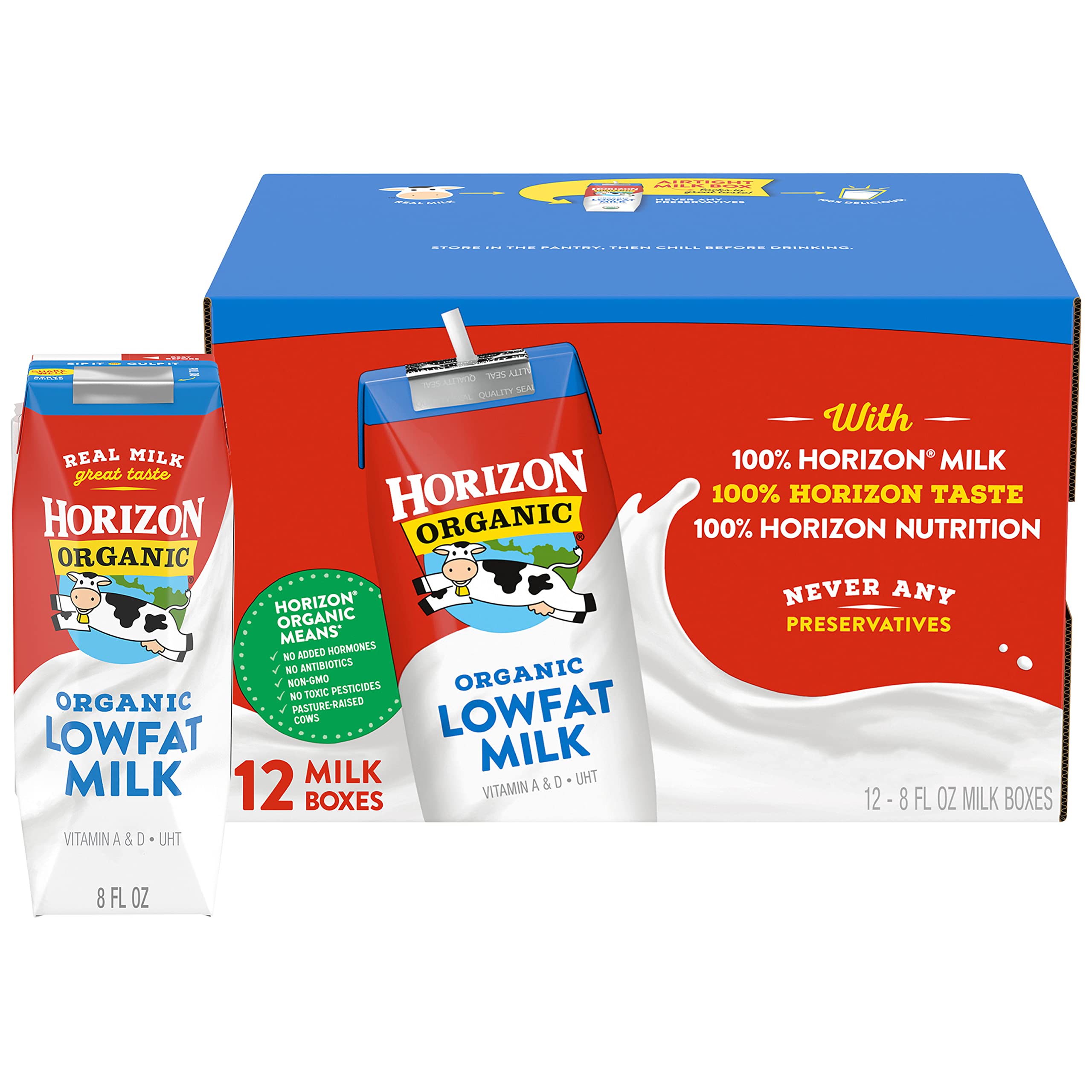 Horizon OrganicShelf-Stable 1% Lowfat Milk Boxes, Plain, 8 Fl Oz, 12 Pack