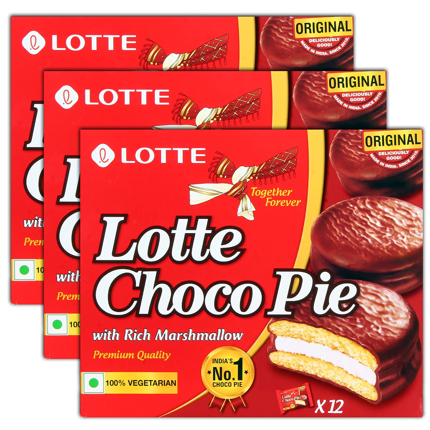 Lotte Choco Pie - 336g each (Pack of 12*3 - 36 Pieces)