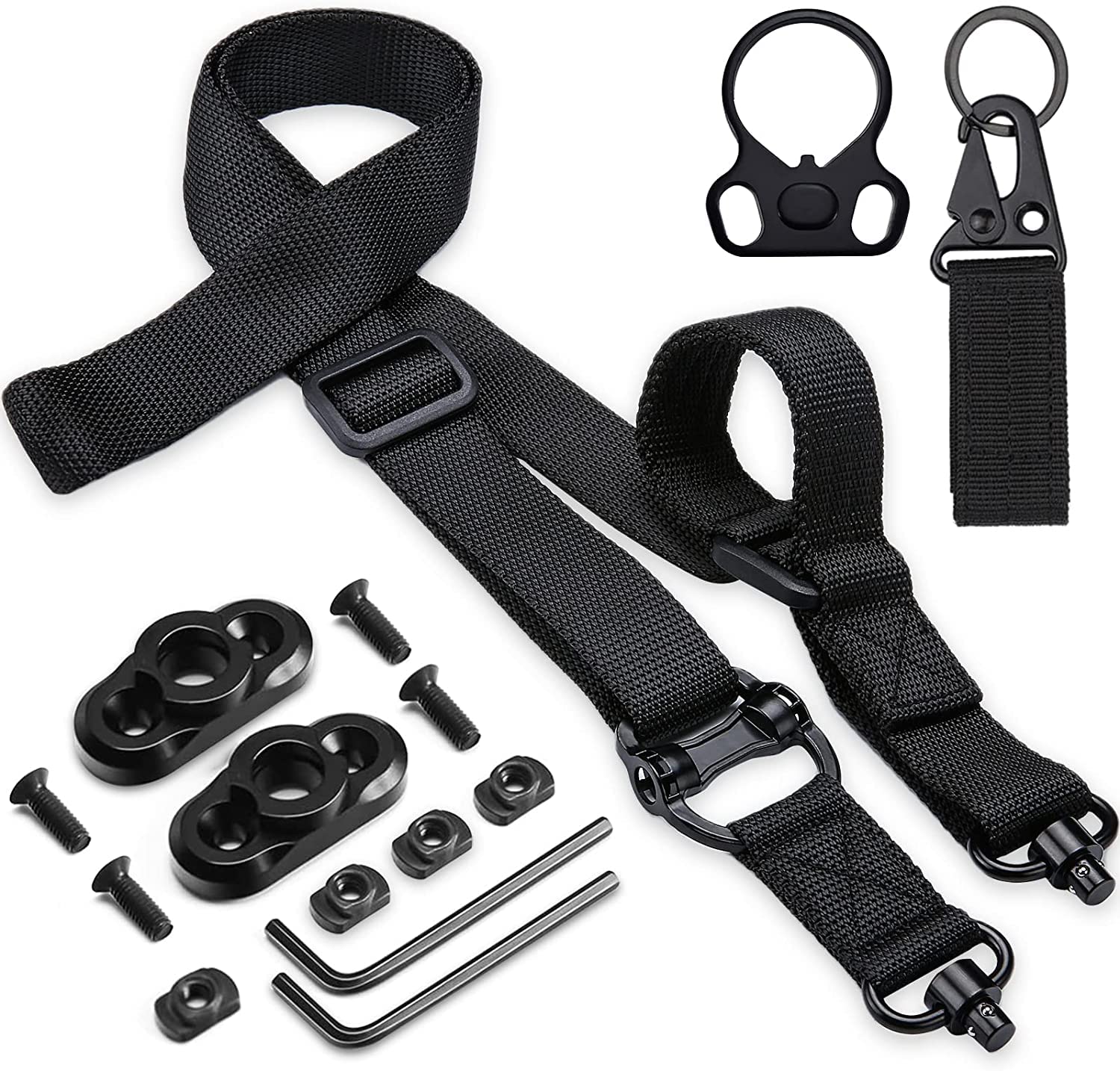 Rifle Sling 2 Point Sling Quick Adjust with QD Sling Swivels, 2 PCS QD Sling Mount, Rifle Straps with Fast Adjust Thumb Loop