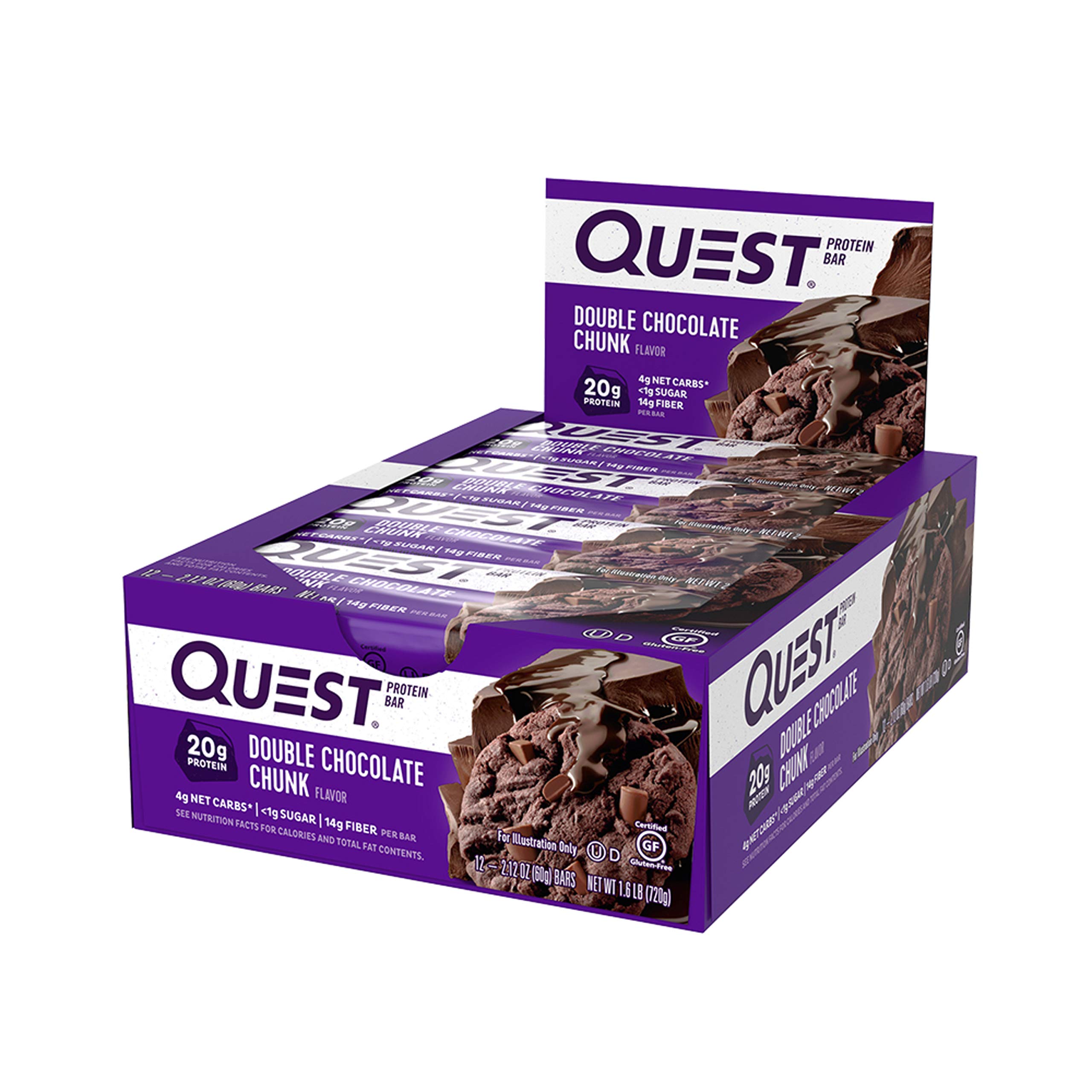 Quest Nutrition Protein Bar, High Protein, Low Carb, Gluten Free, Soy Free, Keto Friendly, 12 Count (Double Chocolate Chunk)