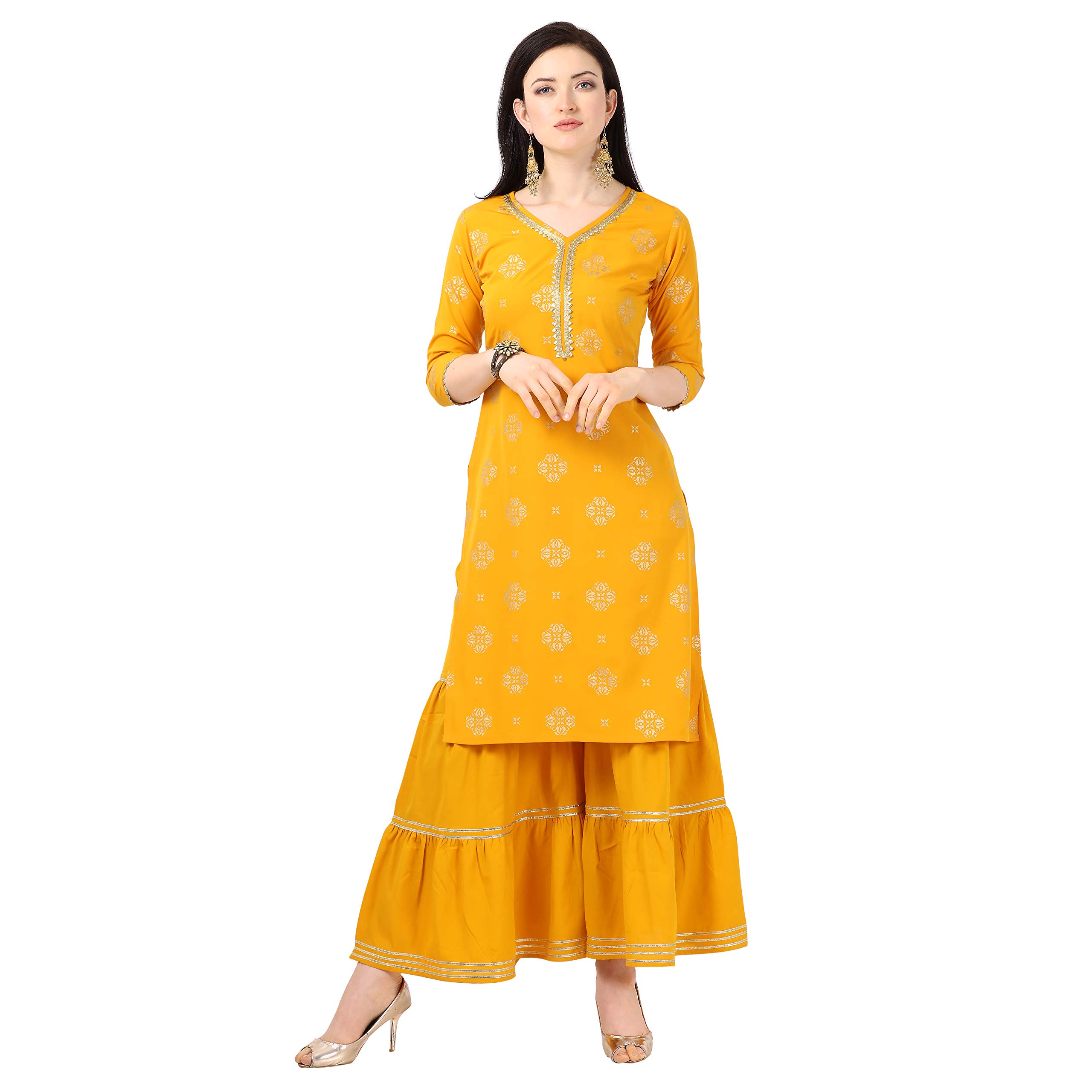 NAINVISHKurta Set for Women | Women Kurta Sharara Set | Kurta with Sharara Set | Cotton Blend Kurti Kurta Sharara | Printed Kurta Sharara Set