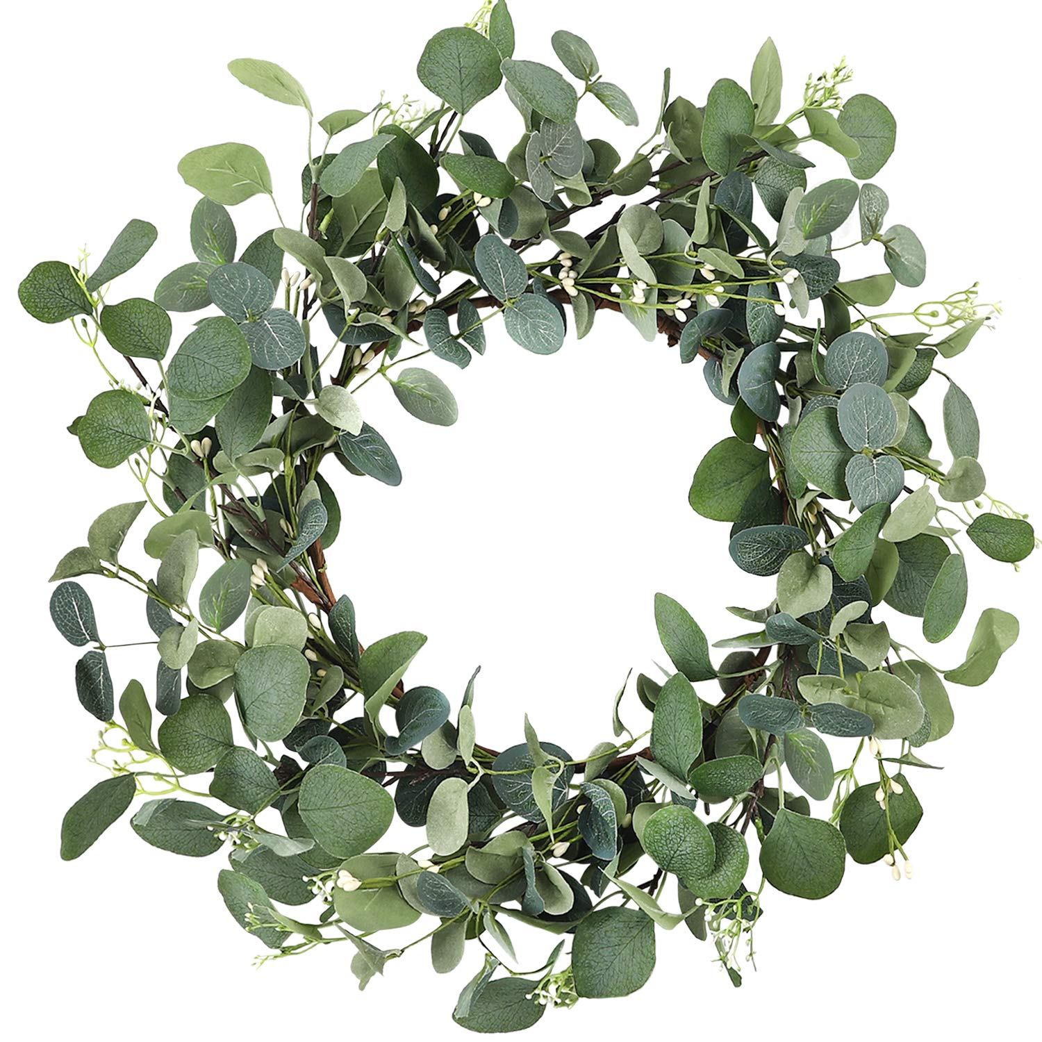 CEWOR Artificial Eucalyptus Wreath for Front Door Fall Wreath Large Green Leaf Wreath for Wall Window Farmhouse Garland Decor