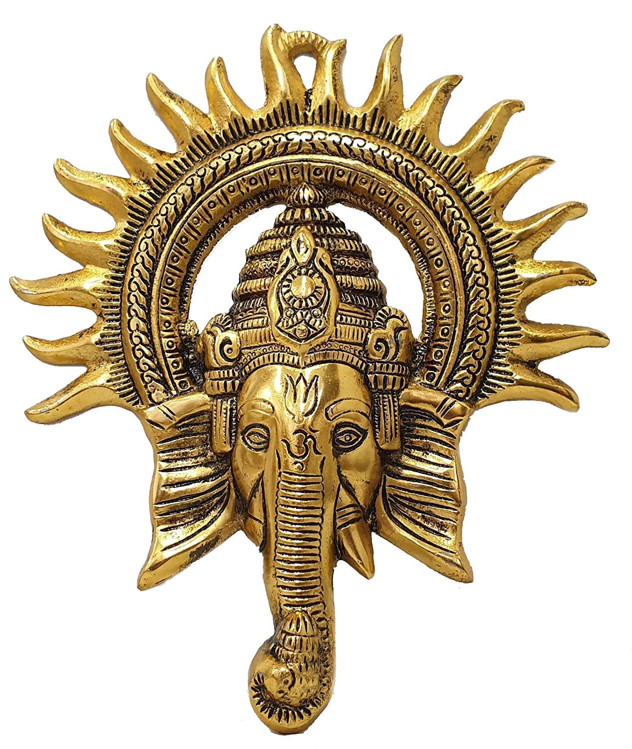 Anshika InternationalGold Metal Decorative Ganesha Wall Hanging For Home Decor (Size 8 x 9.5inch)