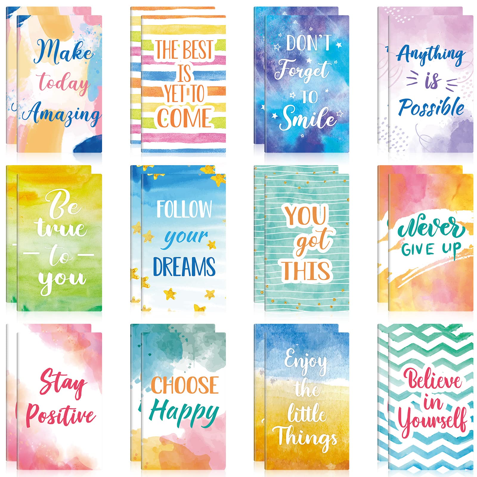 Blulu 24 Pieces Inspirational Notepads Mini Motivational Quotes Notebook Small Colorful Pocket Journal Notepad Soft Cover Inspiring Notebook for School Office Home Travel Present Supplies 12 Styles