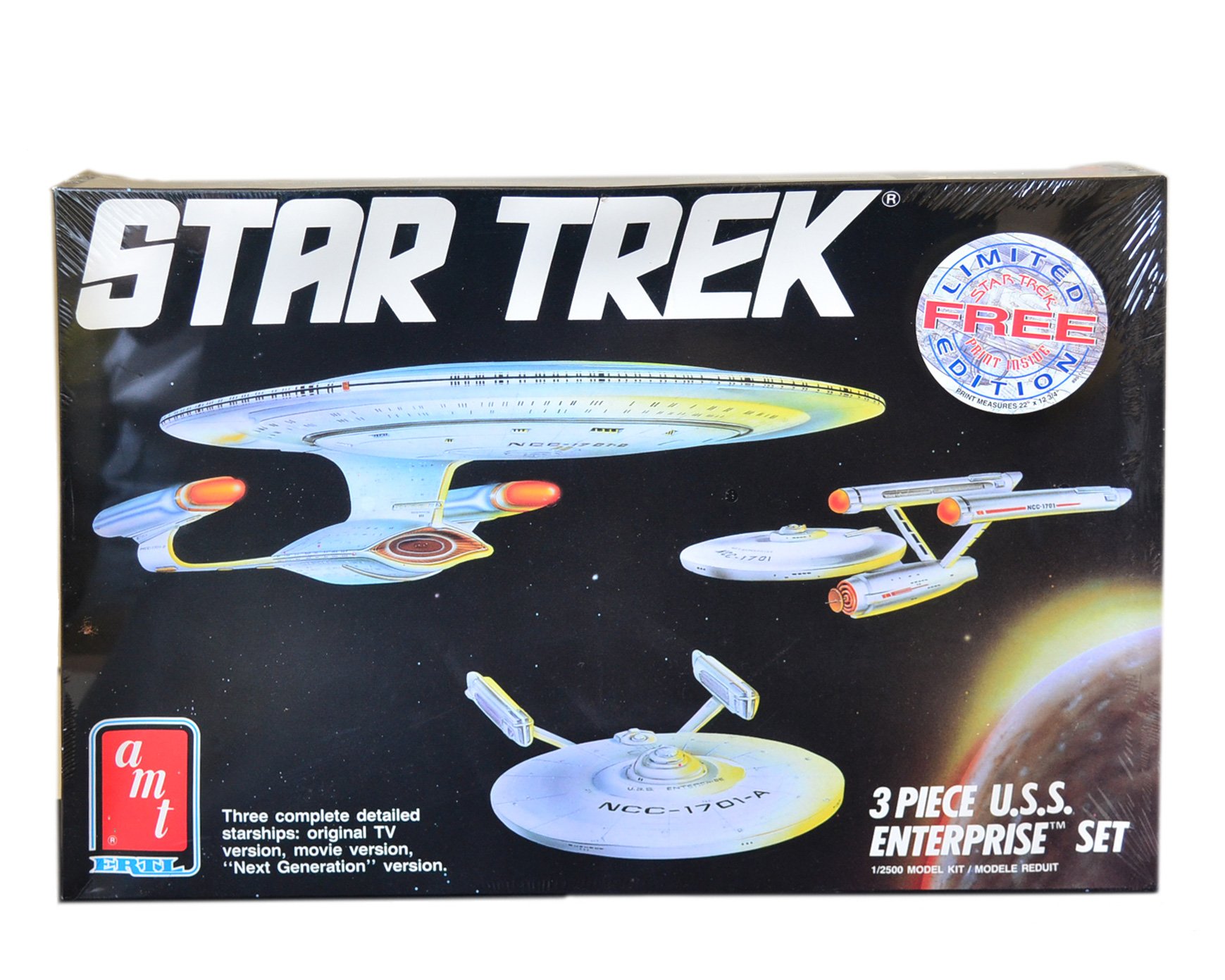 AMT Star Trek 3 Piece U.S.S. Enterprise Set Model Kit Classic, M