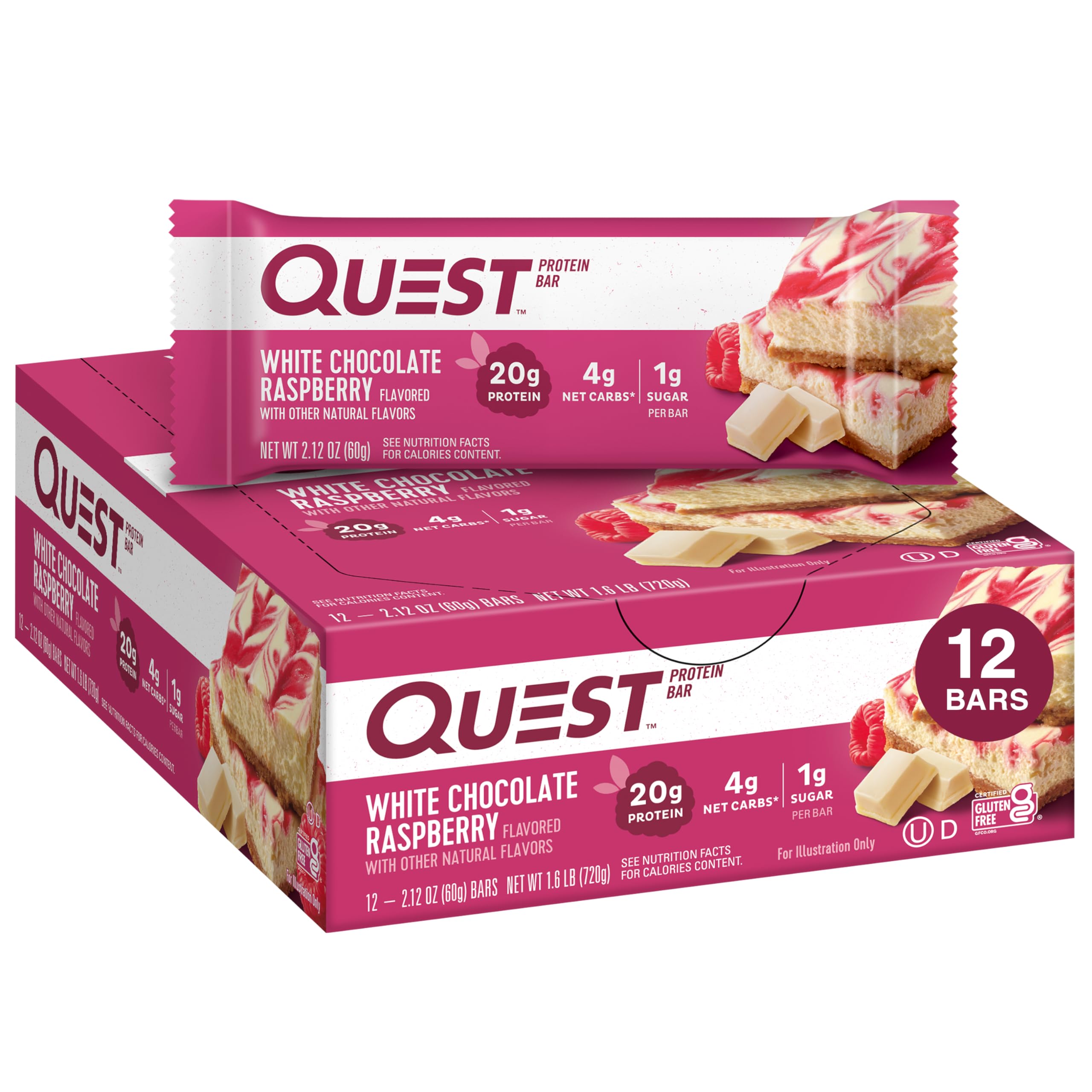 Quest Nutrition Protein Bar White Chocolate Raspberry Pack of 12