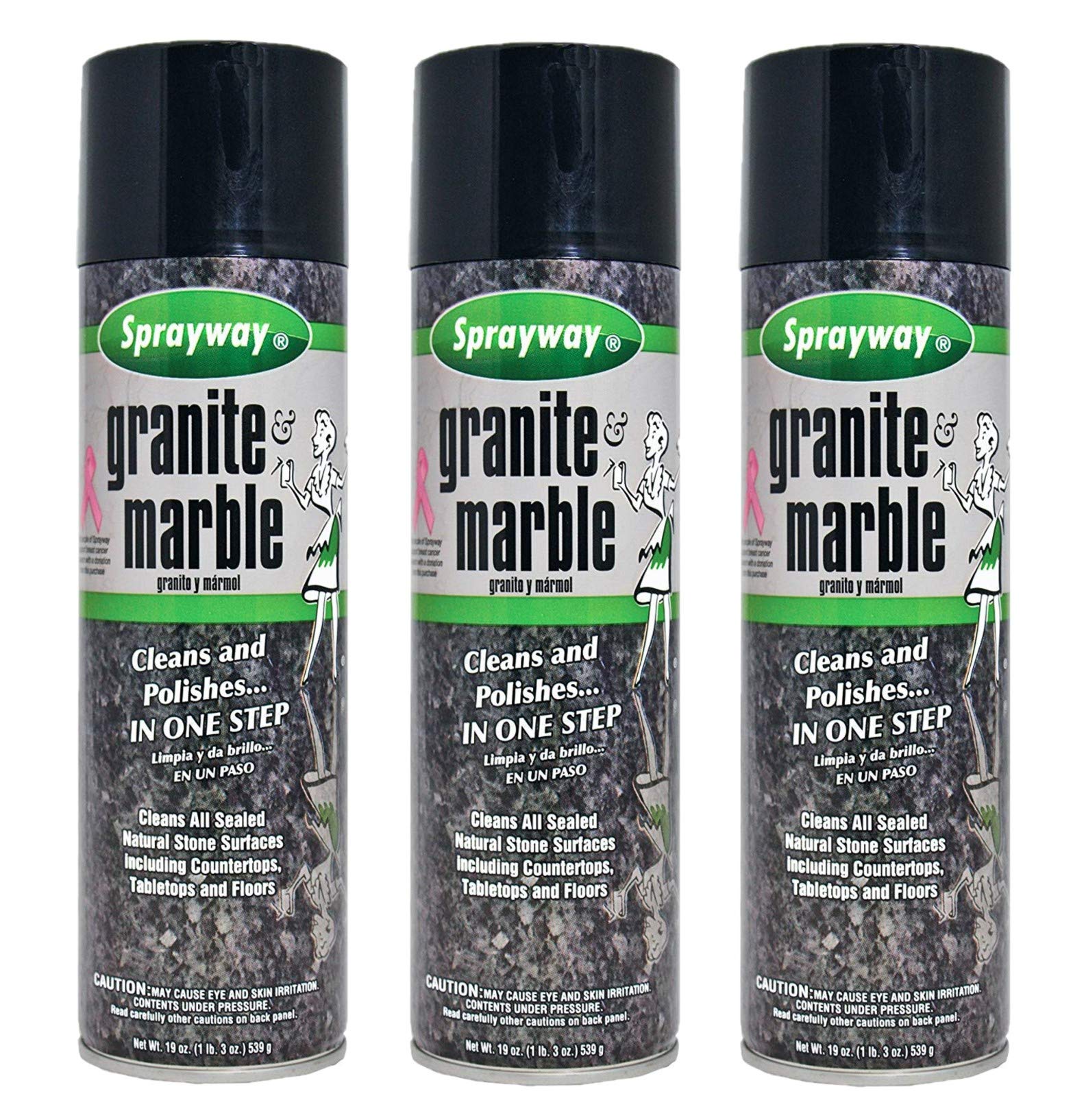 Sprayway SW702R 20 Oz Aerosol Granite & Marble Spray pack of 3