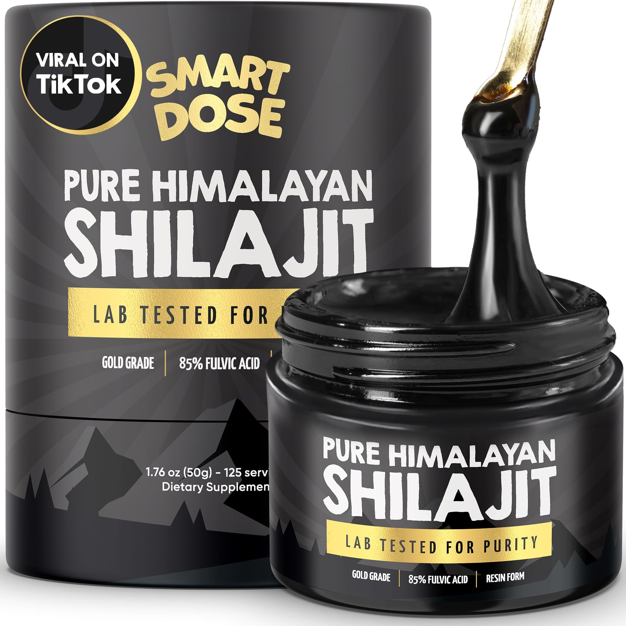 Pure Himalayan Shilajit Resin - Over 85% Fulvic Acid & Large Jar w/ 125 Servings - Probably The Purest Shilajit on The Market - US Lab Tested for Authentic Himalayan (Large Jar, Himalayan Shilajit)