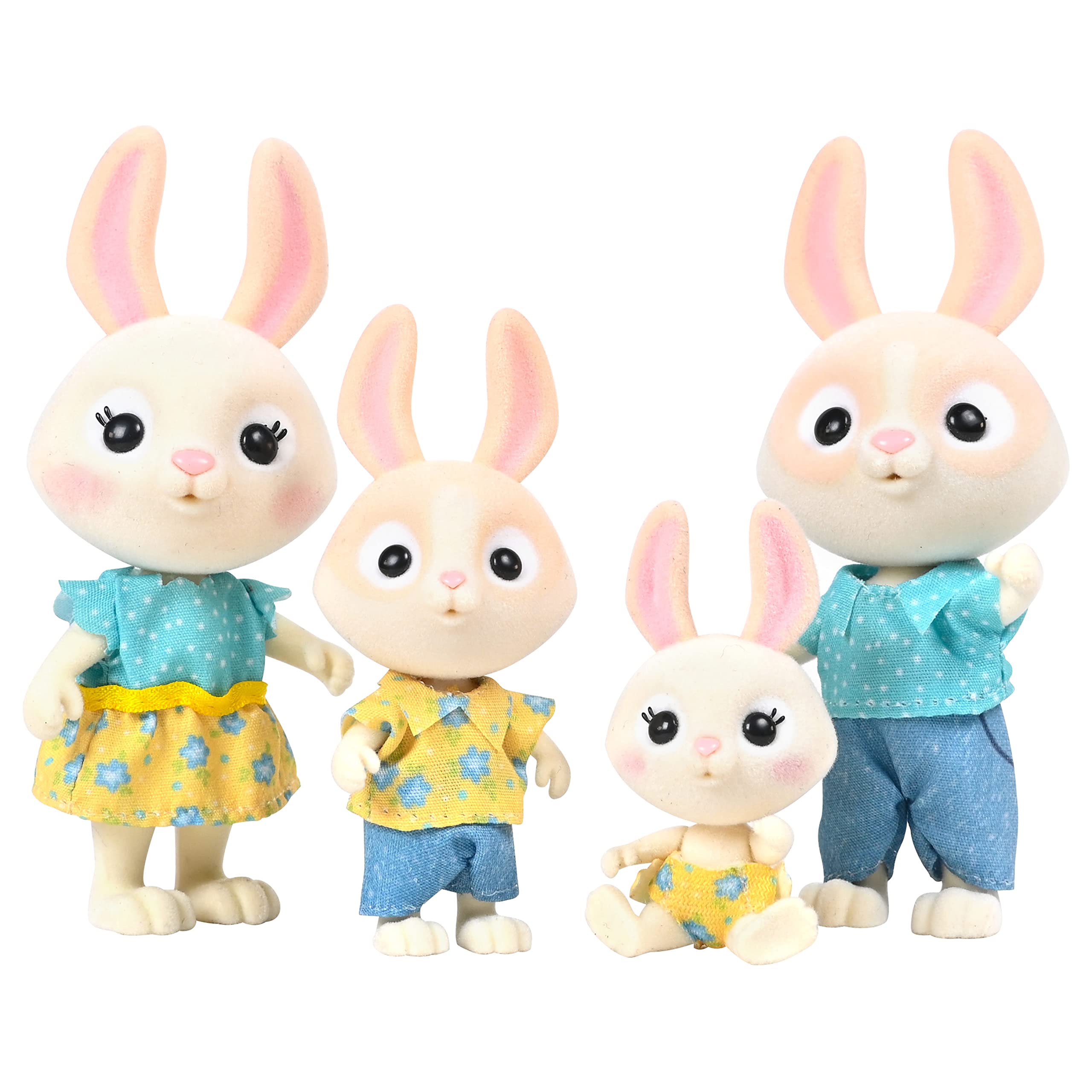 Sunny Days Entertainment Honey Bee Acres The McScampers Rabbit Family, 4 Miniature Doll Figures