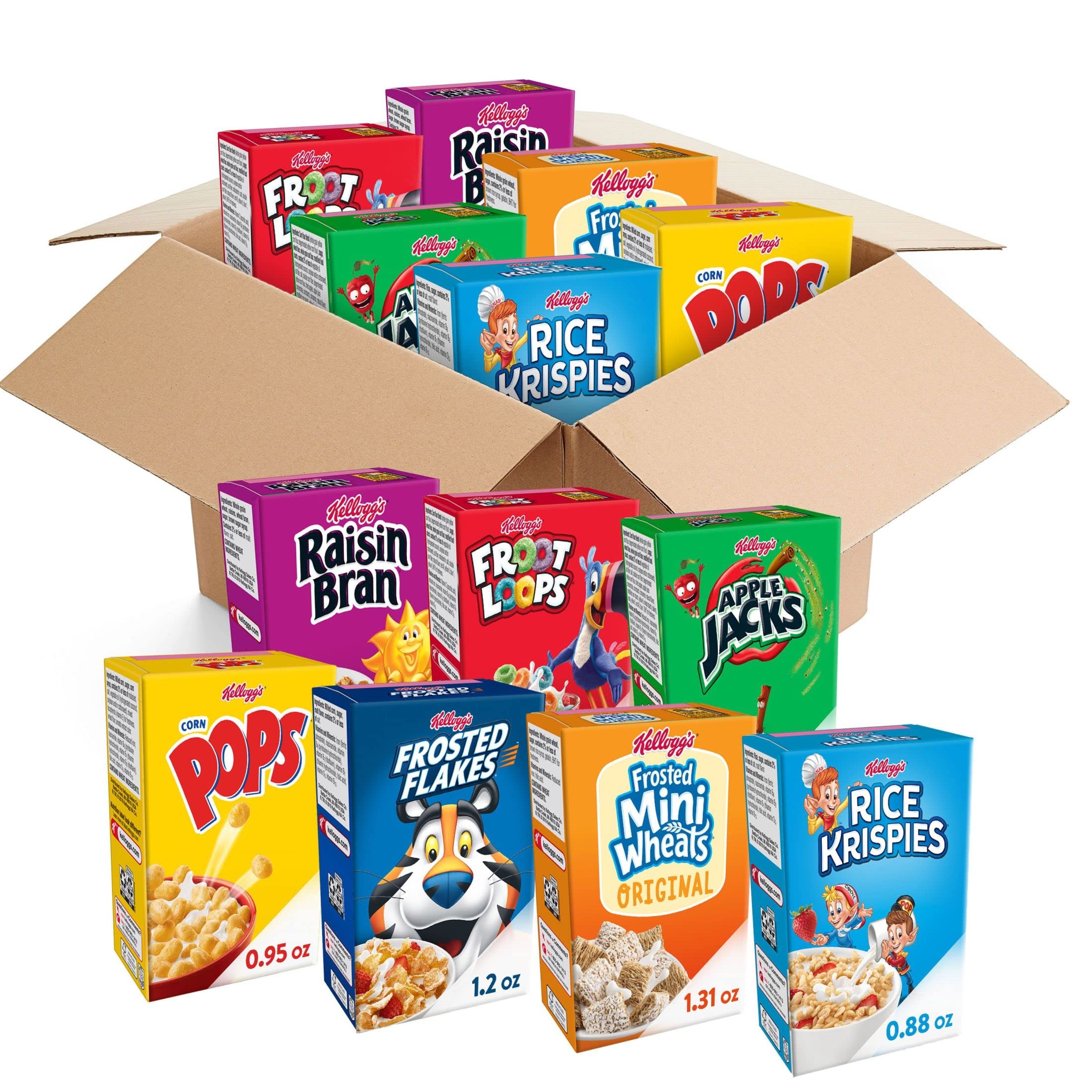 Kellogg's Cold Breakfast Cereal, Bulk Pantry Staples, Kid Snacks, Variety Pack (48 Boxes)