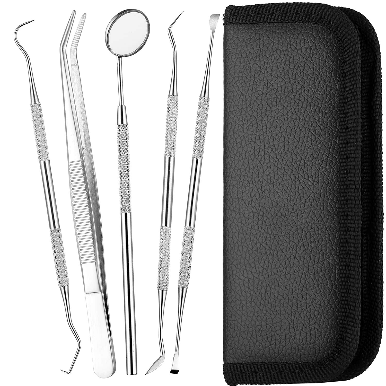 BSIPL Dental Tools Pack of 5 Dental Pick Dental Scaler, Stainless Steel Dental Duty Cleaning Tools for Plaque Tartar Removal of Personal Oral Care & Pet Use