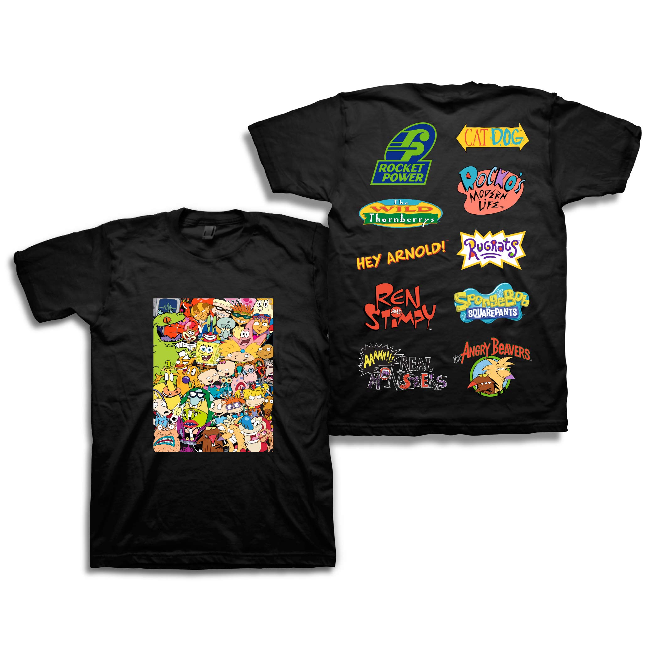 NickelodeonMens 90's Classic Shirt - Rugrats, Invader Zim, Ren & Stimpy, and Hey Arnold Vintage T-Shirt