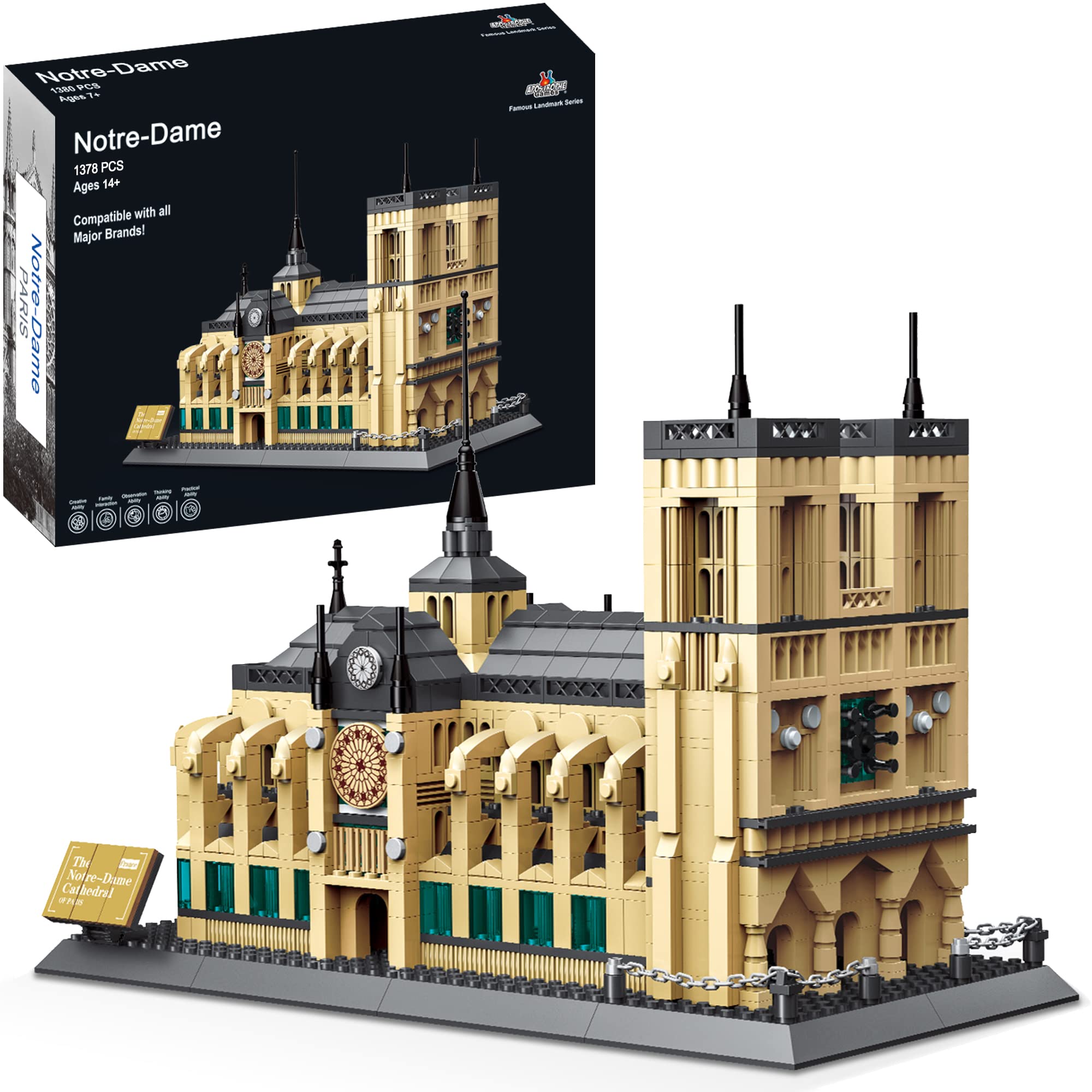 Apostrophe Games Notre Dame Cathedral Building Block Set - 1382 Pieces