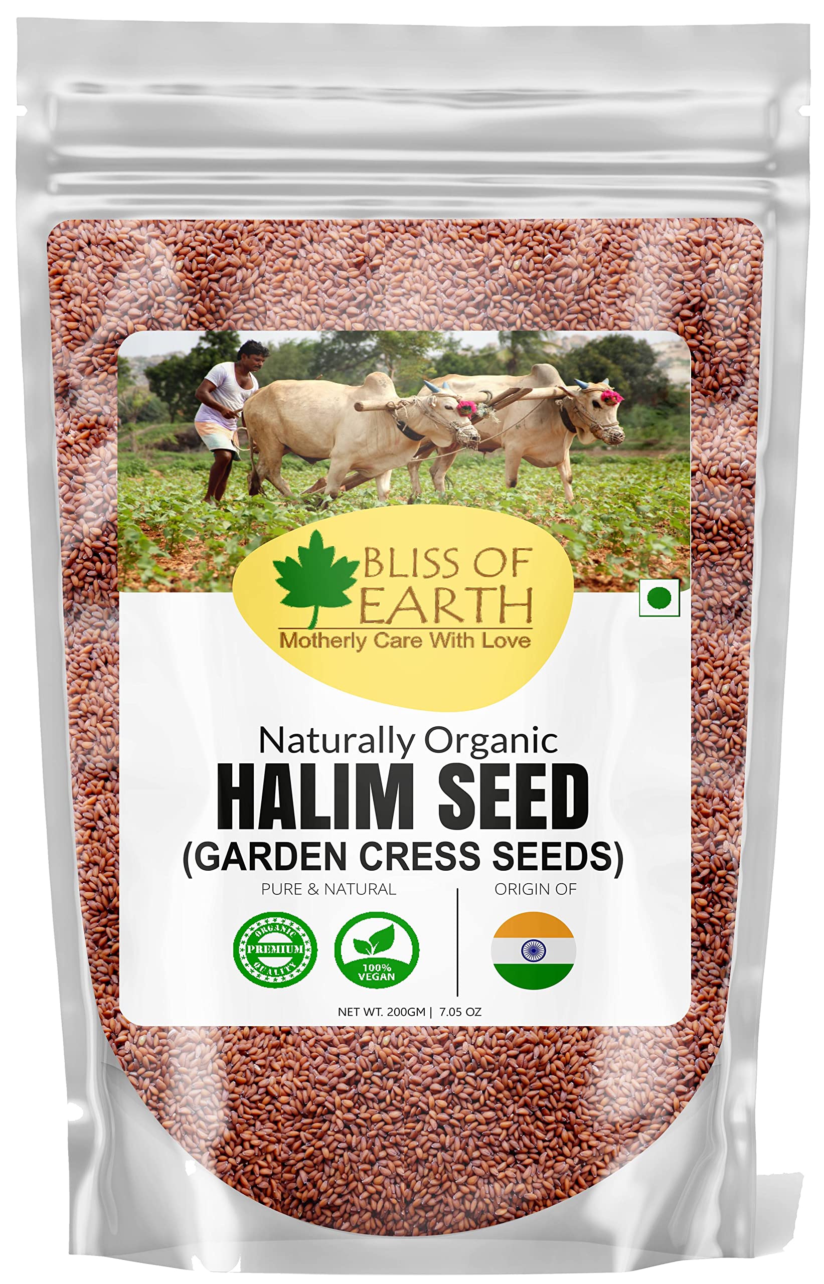 BLISS OF EARTH Halim Seeds Organic for Eating, Aliv Seeds or Garden Cress Seeds for Hair & Immunity Booster Superfoods 200gm