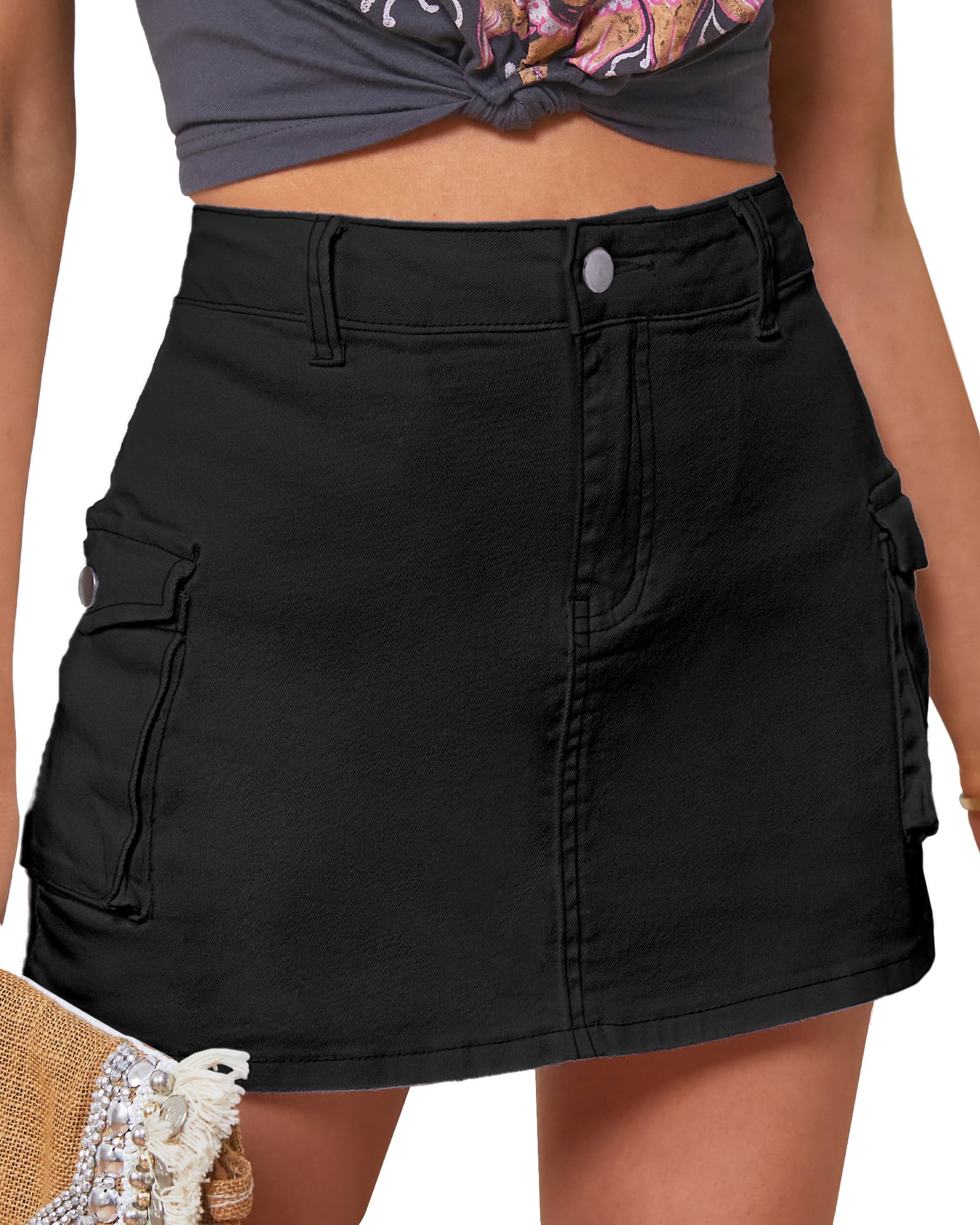 luvamia 2024 Cargo Shorts for Women Casual Summer Skorts Skirts High Waisted Mini Short Skort with Pockets Y2K