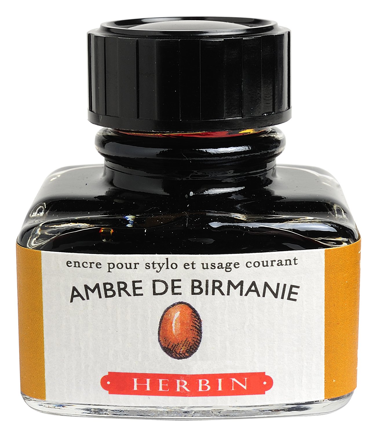 J Herbin 30 ml"D" Ink Bottle - Amber