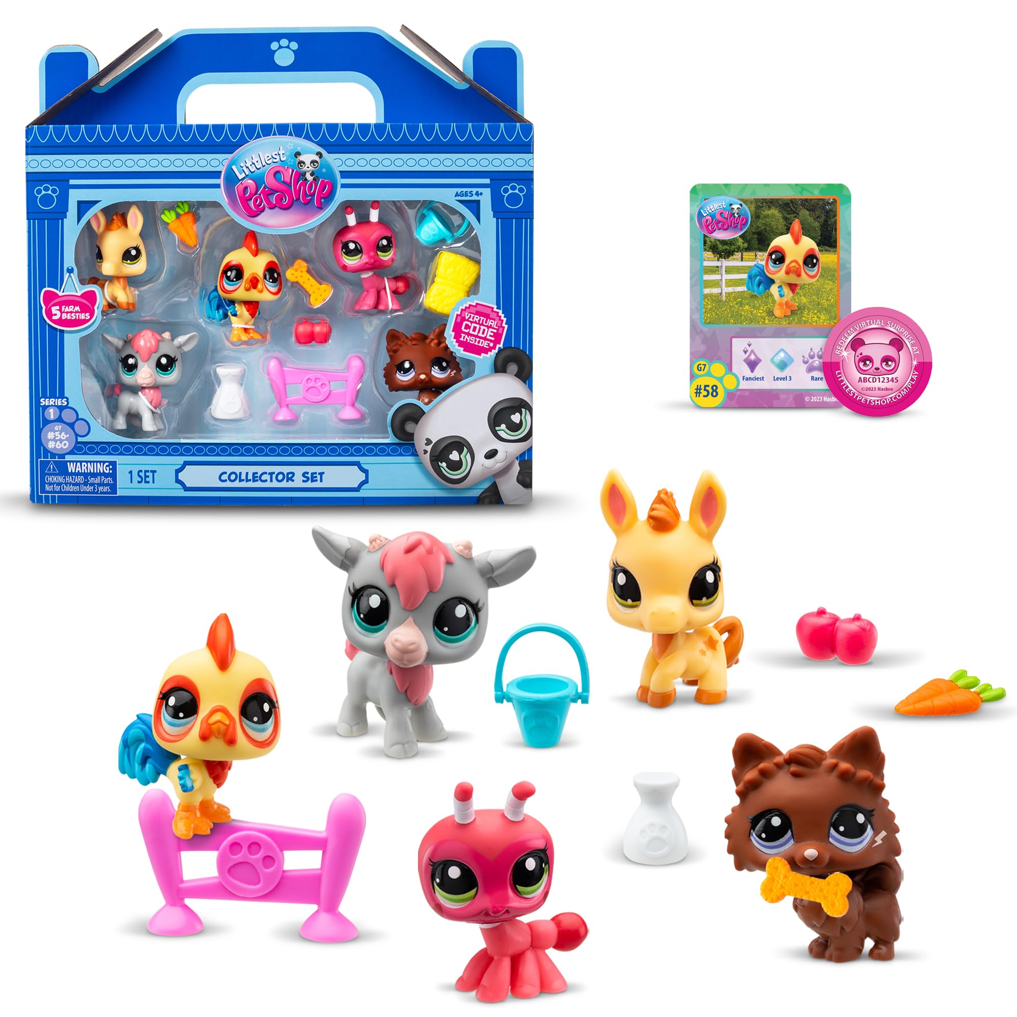 Littlest Pet ShopFarm Besties Collector Set - Gen 7 Bobble Head Pets #56-60, Imagination Toy for Kids 4+