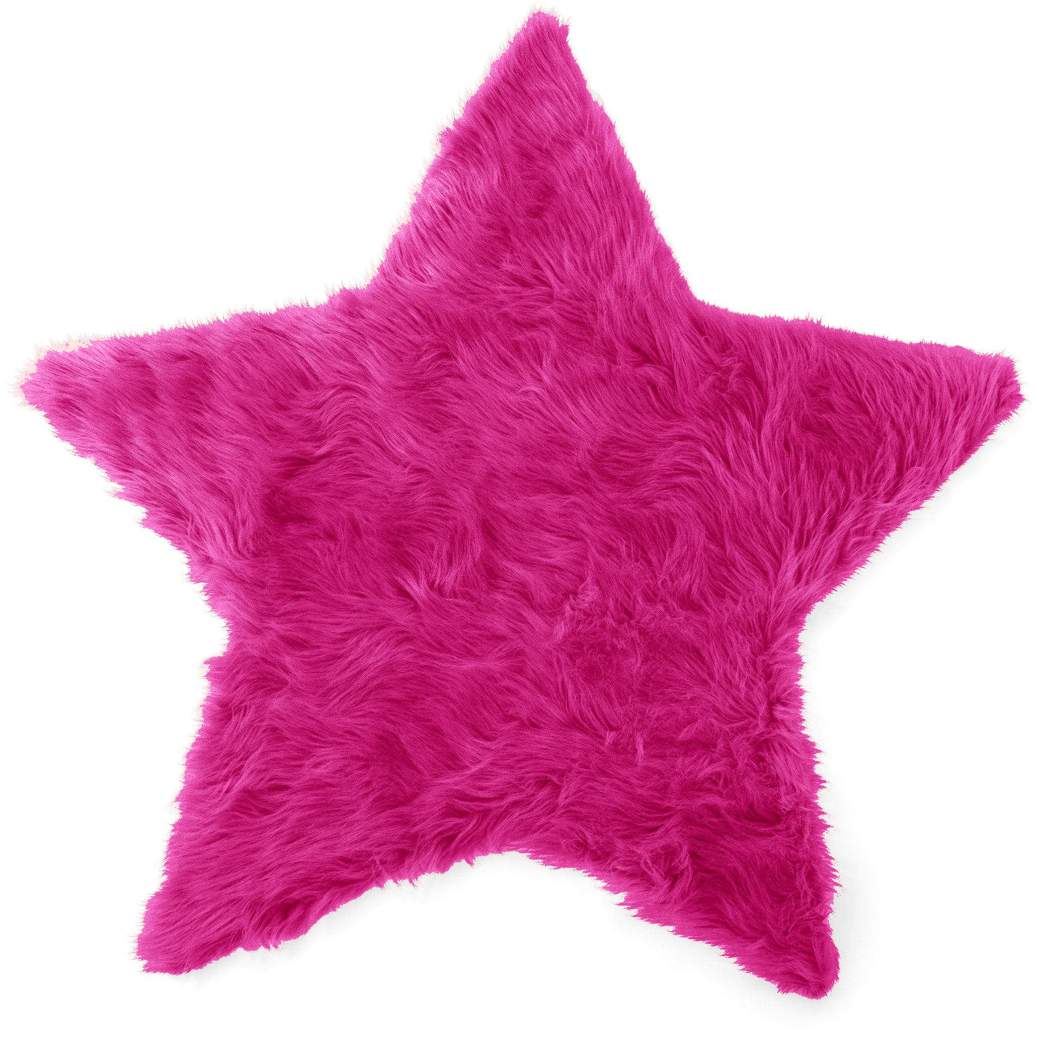 PICKKART Star Shape Fur Cushion for Girls/ Baby - Dark Pink (Dark Pink)