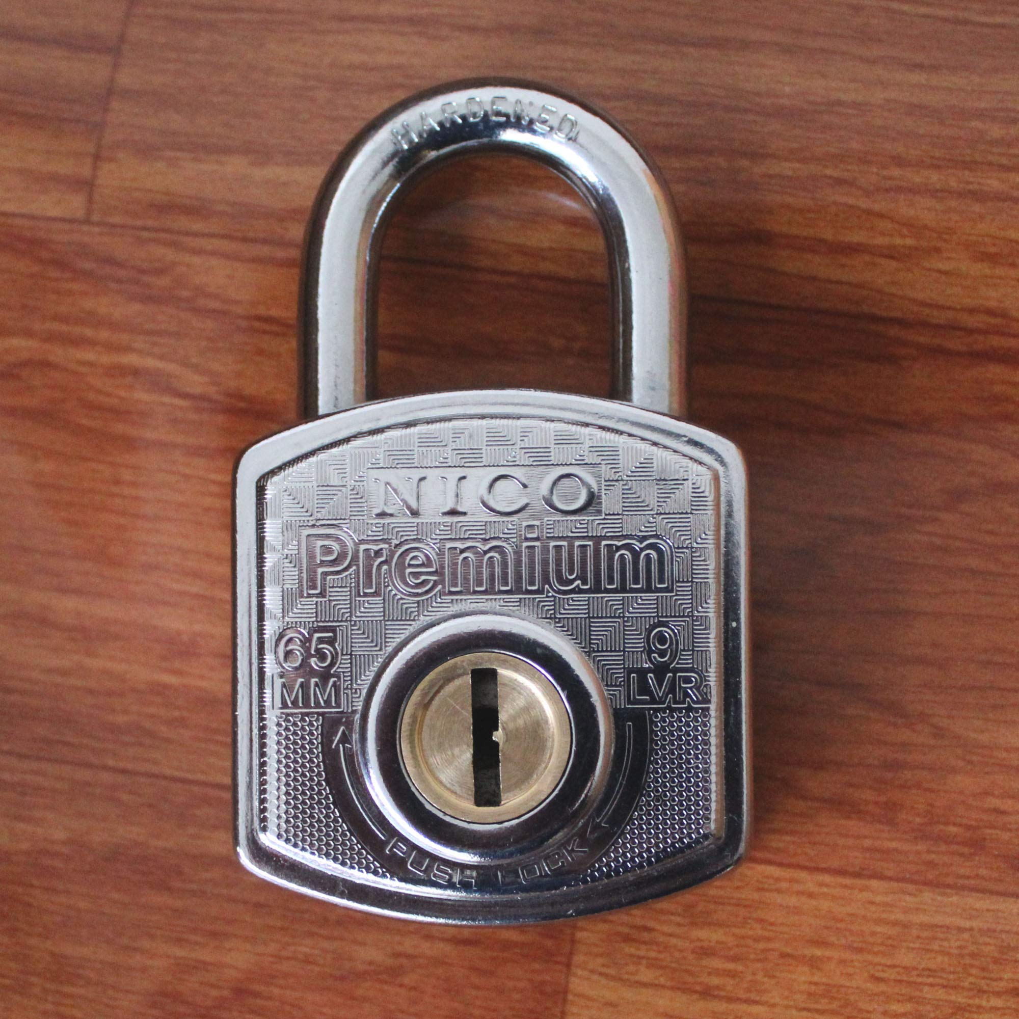 POTZO NICO Series 65mm Premium Padlock with 9 Brass Levers, Auto Push Lock, 3 Keys Set, Hardened Shackle.