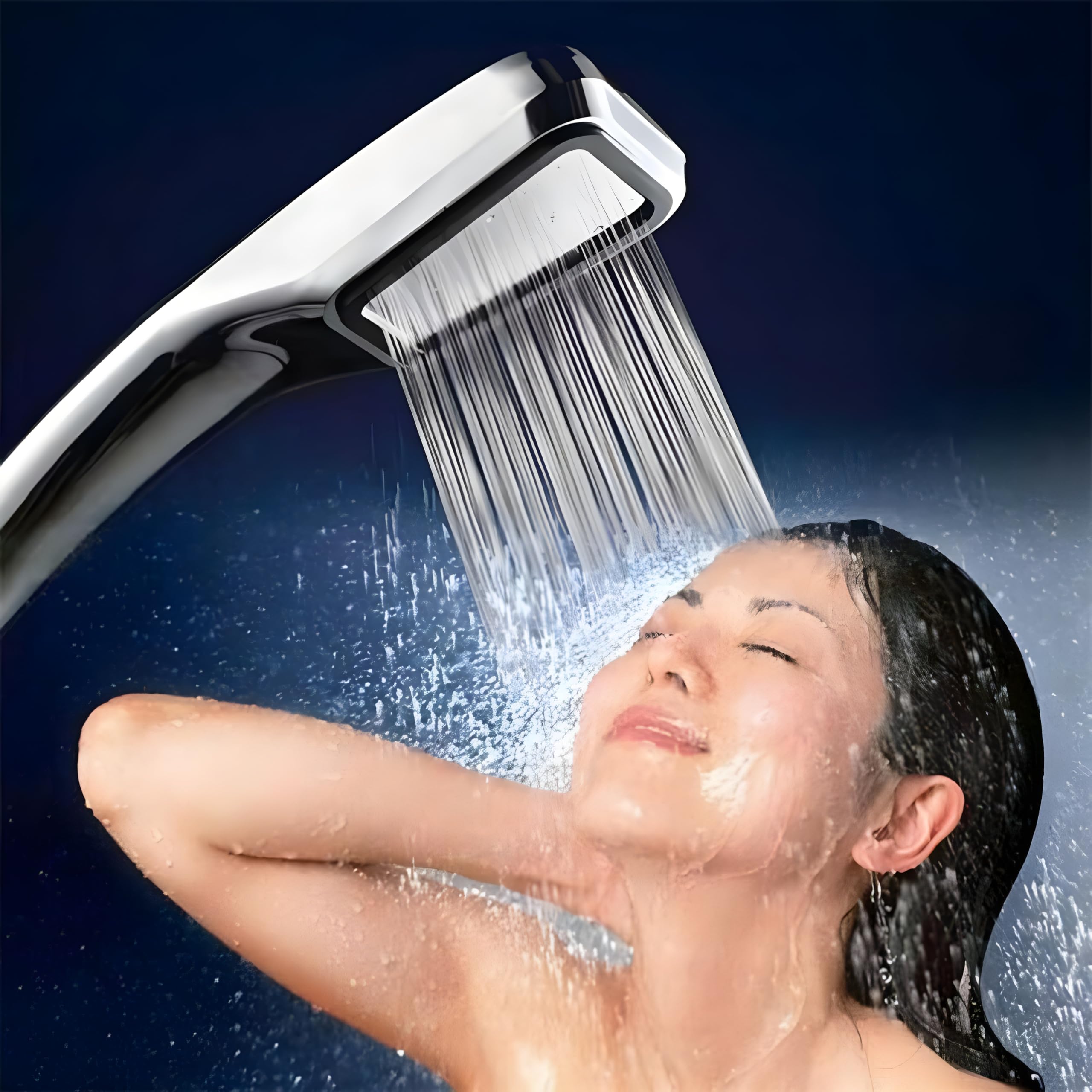 JIALTO Bathroom Hand Shower Modern 300-hole Handheld Shower Head, High-pressure Hand Shower For Bathroom, Water-saving Design, Rainfall Experience (Chrome Finish)