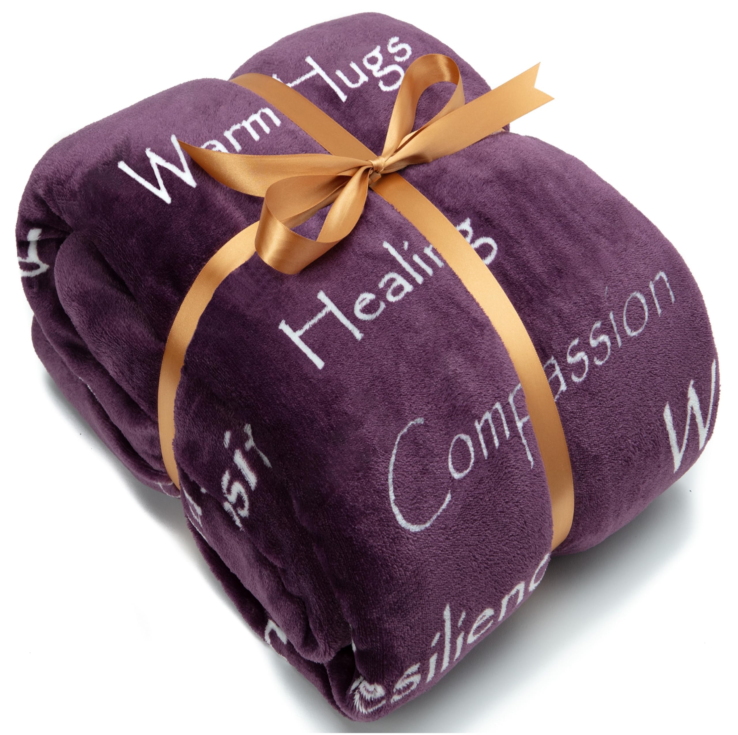 Chanasya Premium Sympathy Warm Hugs Gift Throw Blanket - Healing Gift Breast Cancer Chemo Survivor Get Well Caring Gifts - Comfort Purple Gift Blanket for Love Support Women Friend - Aubergine