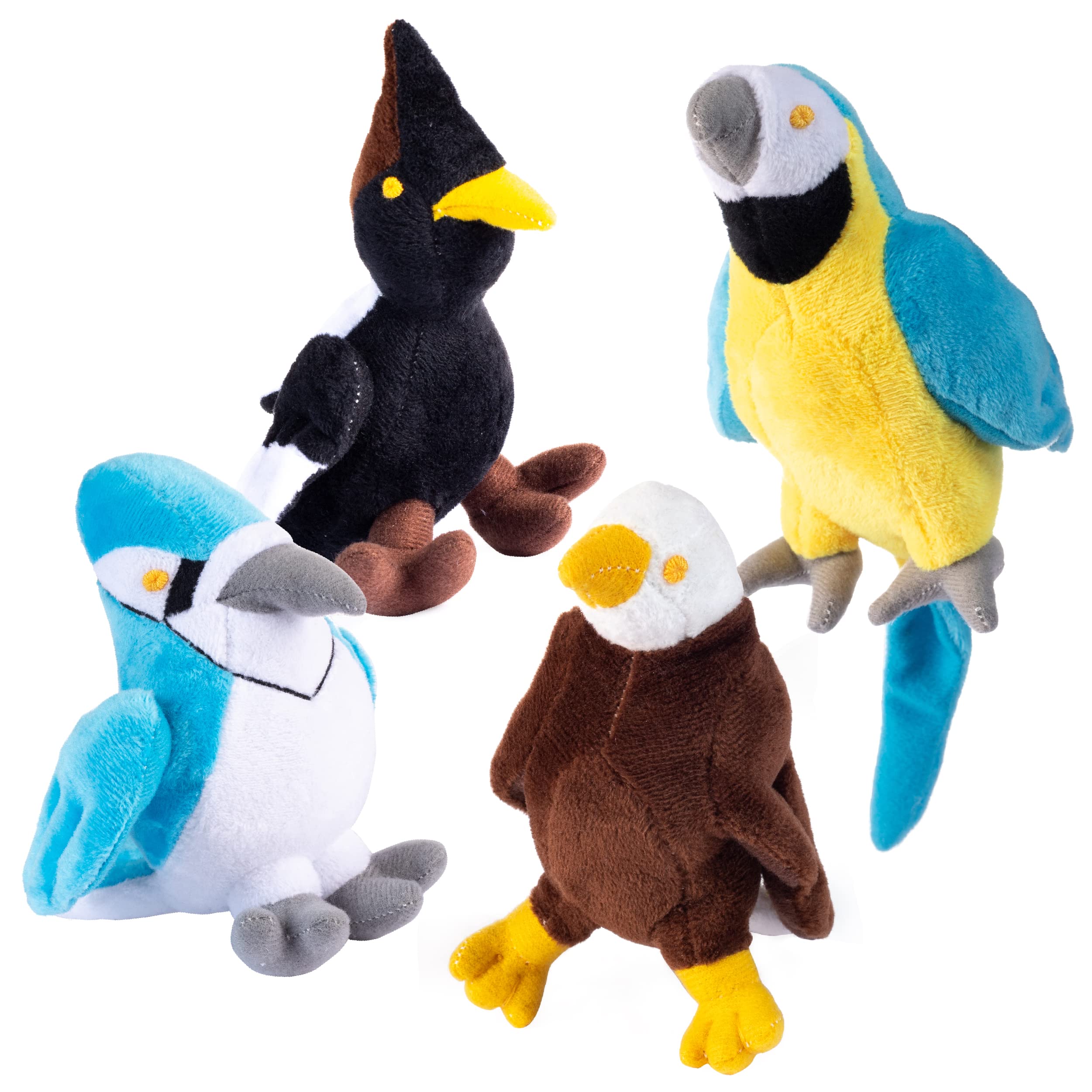 Audubon Plush Stuffed Birds | Audubon Stuffed Bird Set | Set of 4 Talking Birds Toy | Plush Birds with Authentic Sound | Includes 4 Talking Birds