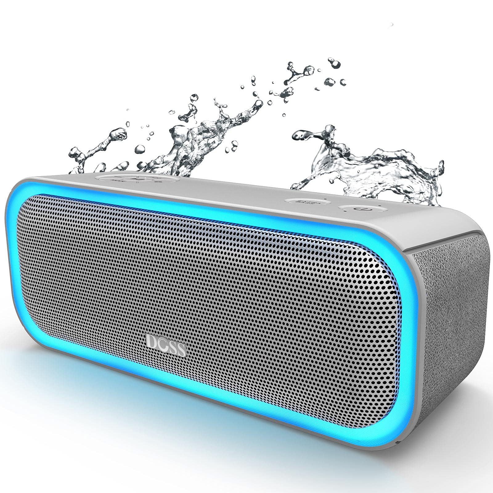 DOSS SoundBox Pro Portable Wireless Bluetooth Speaker V4.2 with 20W Stereo Sound, Active Extra Bass, Wireless Stereo Paring, Multiple Colors Lights, Waterproof IPX5, 10 Hrs Battery Life - Grey