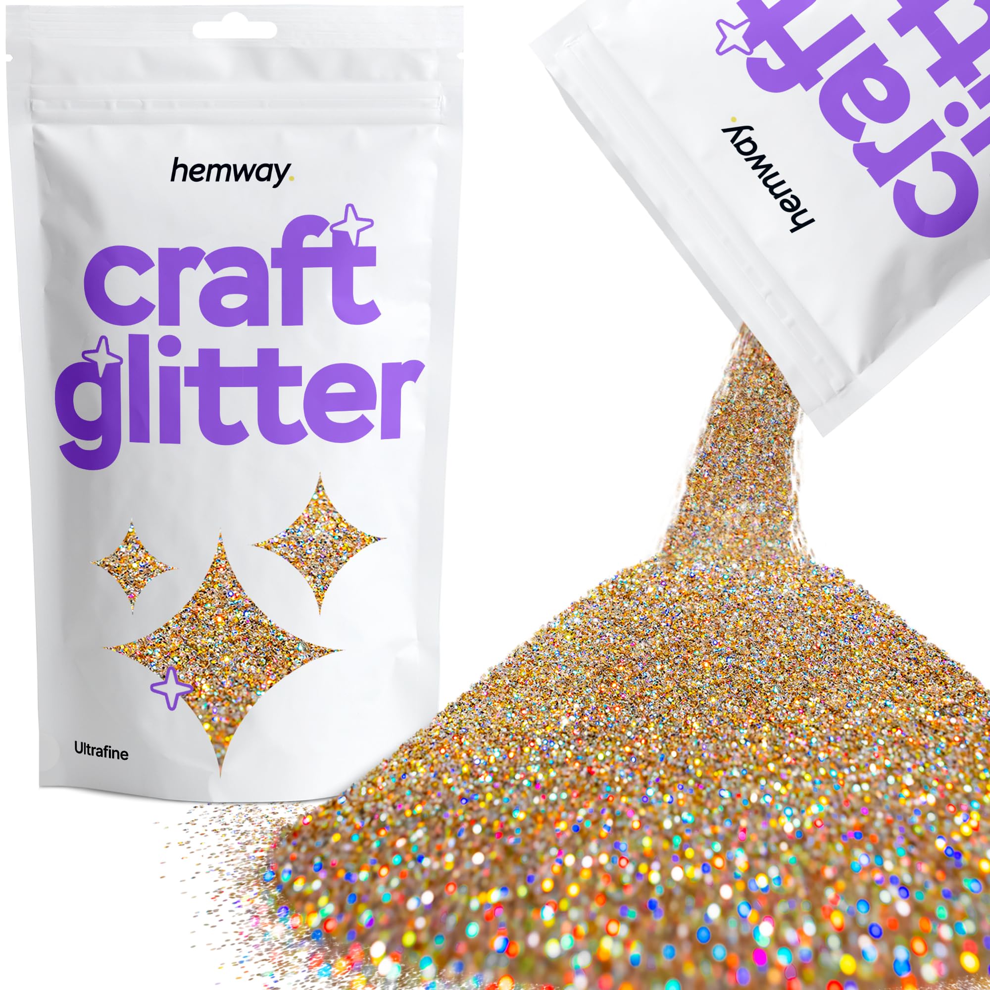 HemwayCraft Glitter Ultrafine 1/128" .008" 0.2MM (Gold Silver Holographic)